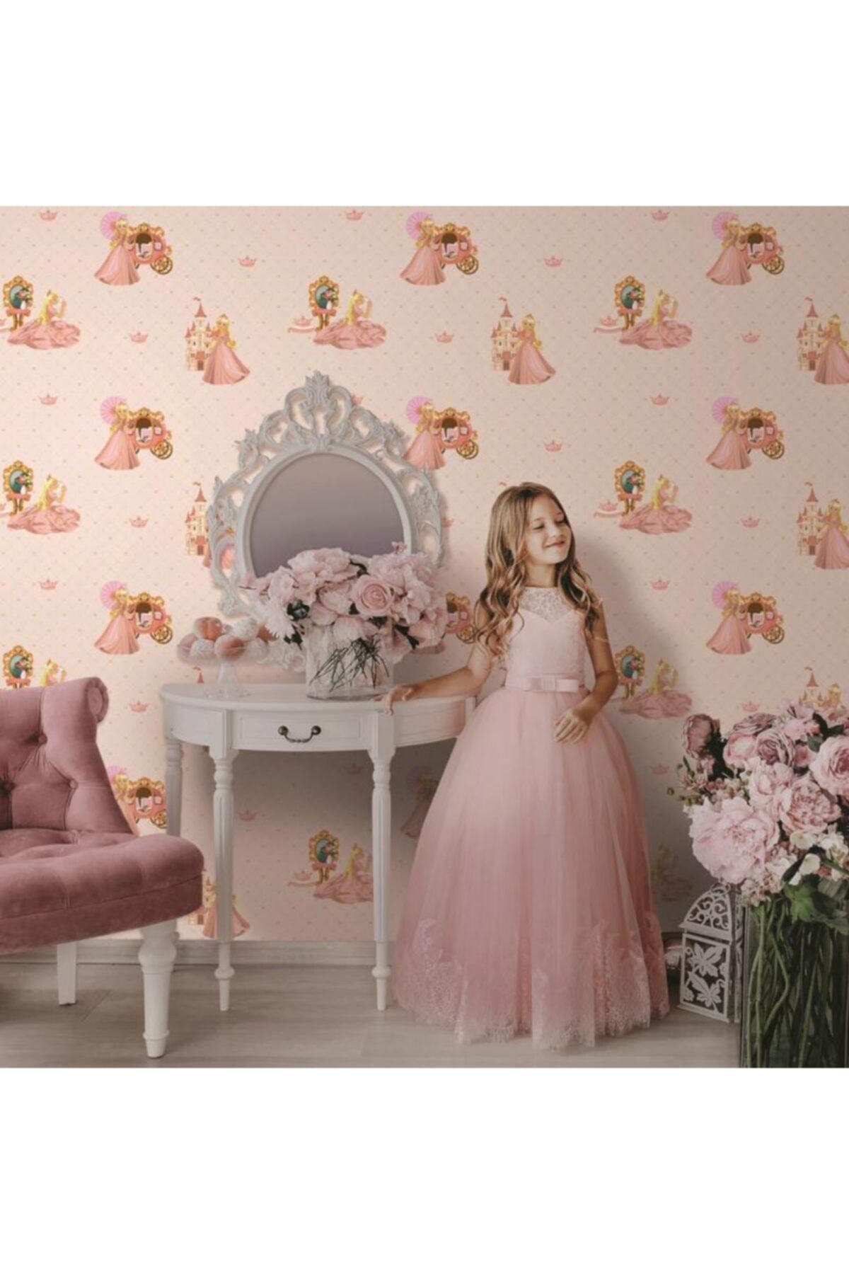 AdaKids Ada Kids Prensesli Kız Çocuk Odası Silinebilir Duvar Kağıdı (8910-2)