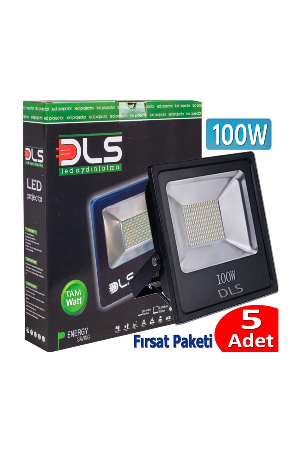 dls 100 watt led projektor 100w ledli 5 adet fiyati yorumlari trendyol