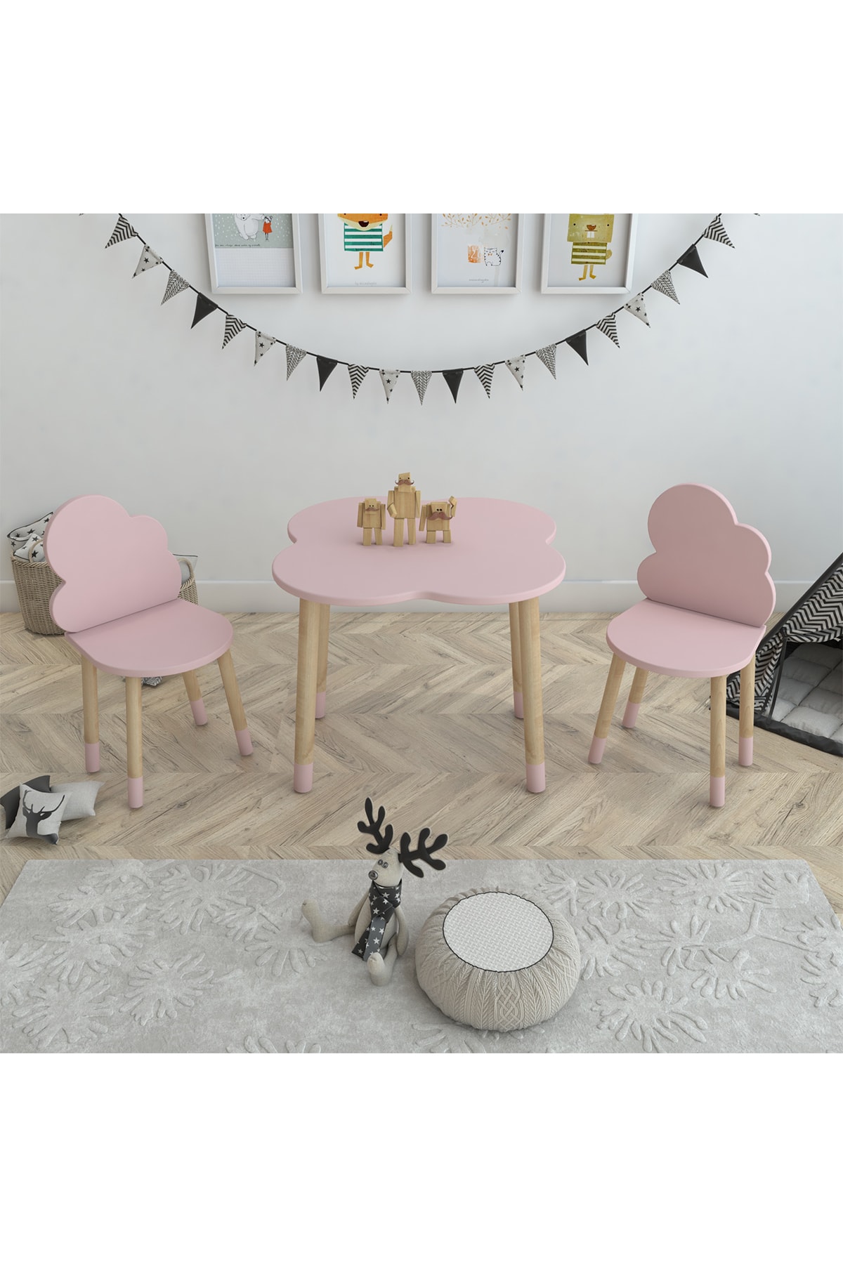 ADKPİETRO Adk2005 Pembe Bulut Masa + Sandalye Takımı