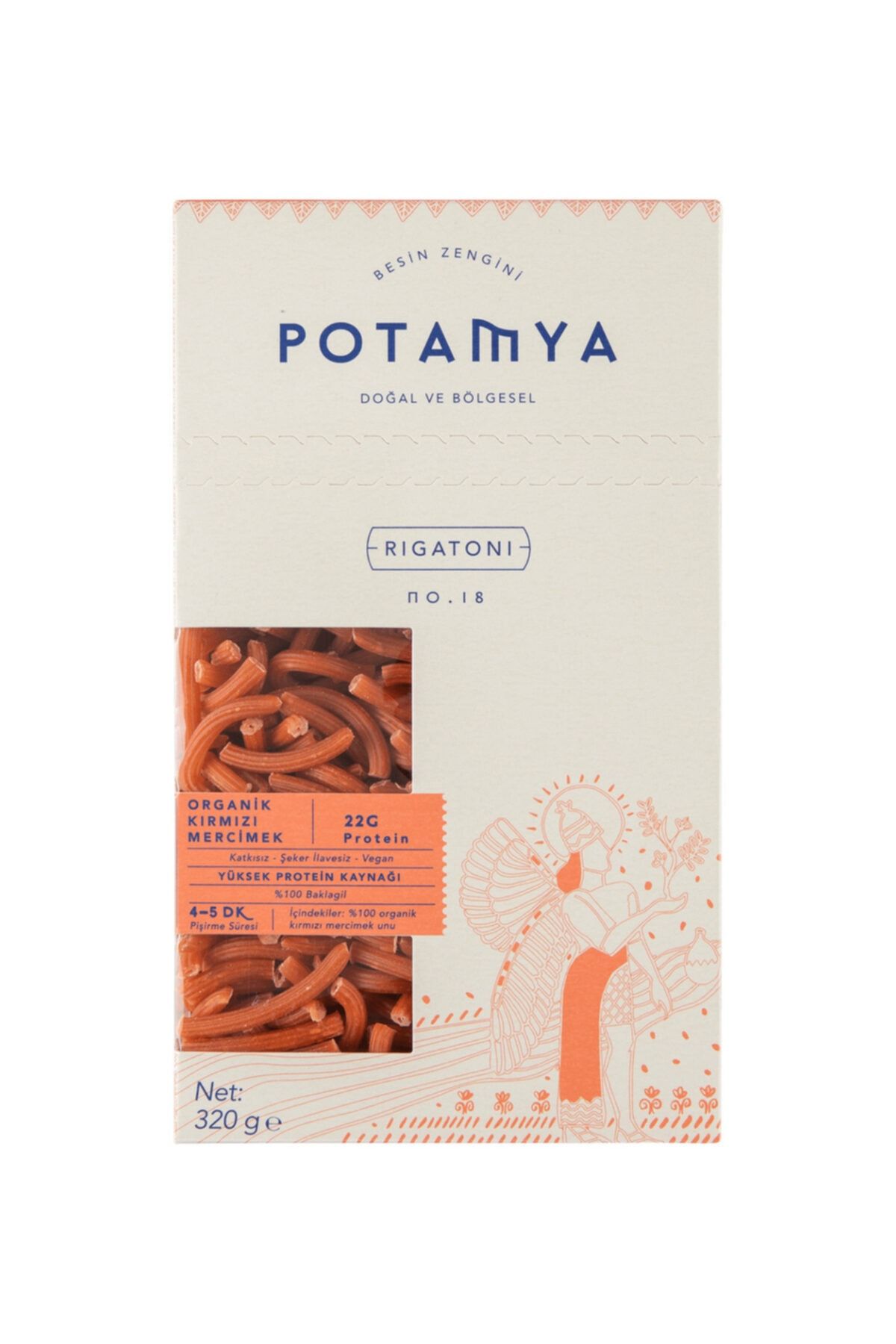 POTAMYA Organik Kırmızı Mercimek Rigatoni