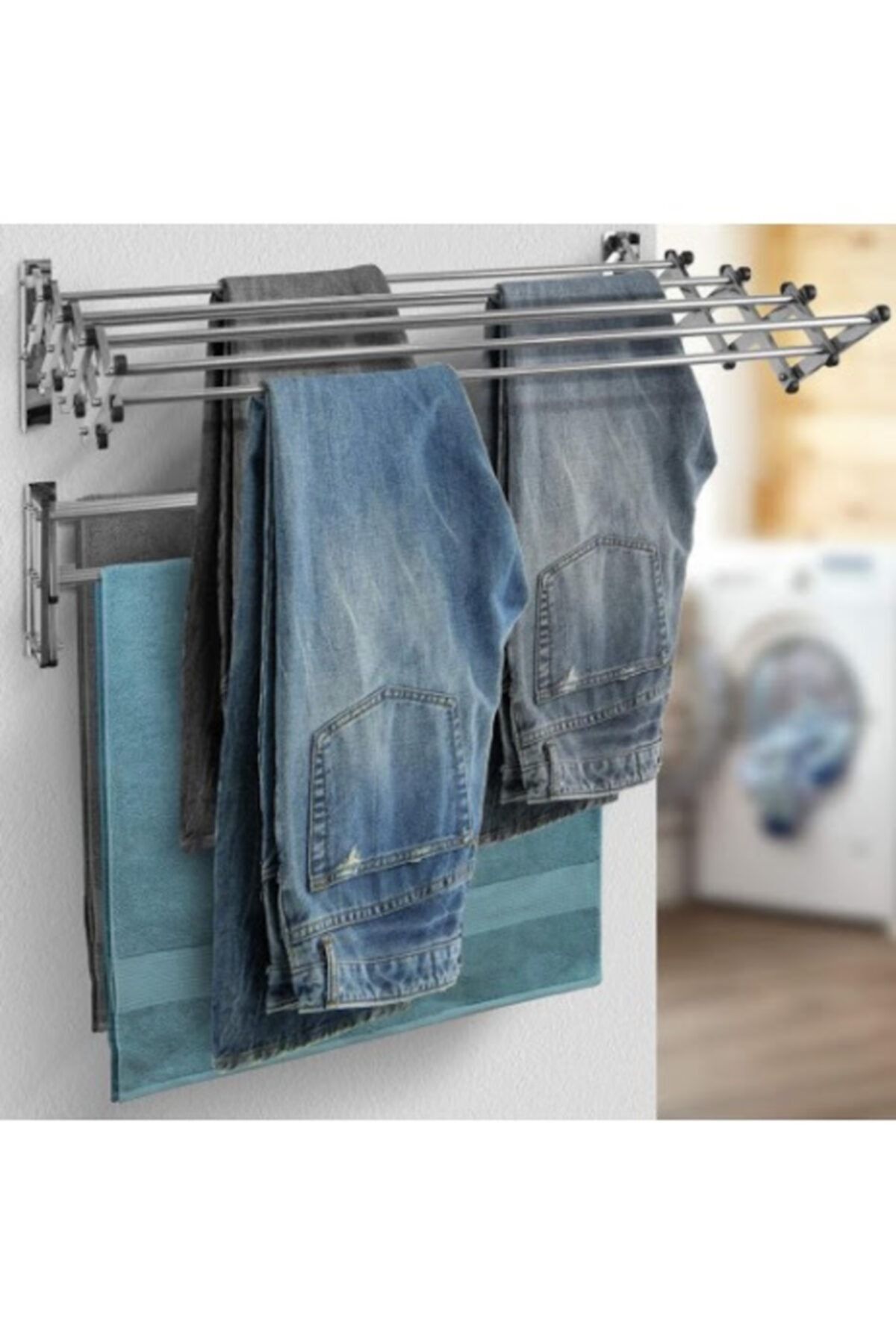 ALFEMET ALÜMİNYUM Akordiyon Katlanır 70 cm 7 Gözlü Çamaşırlık