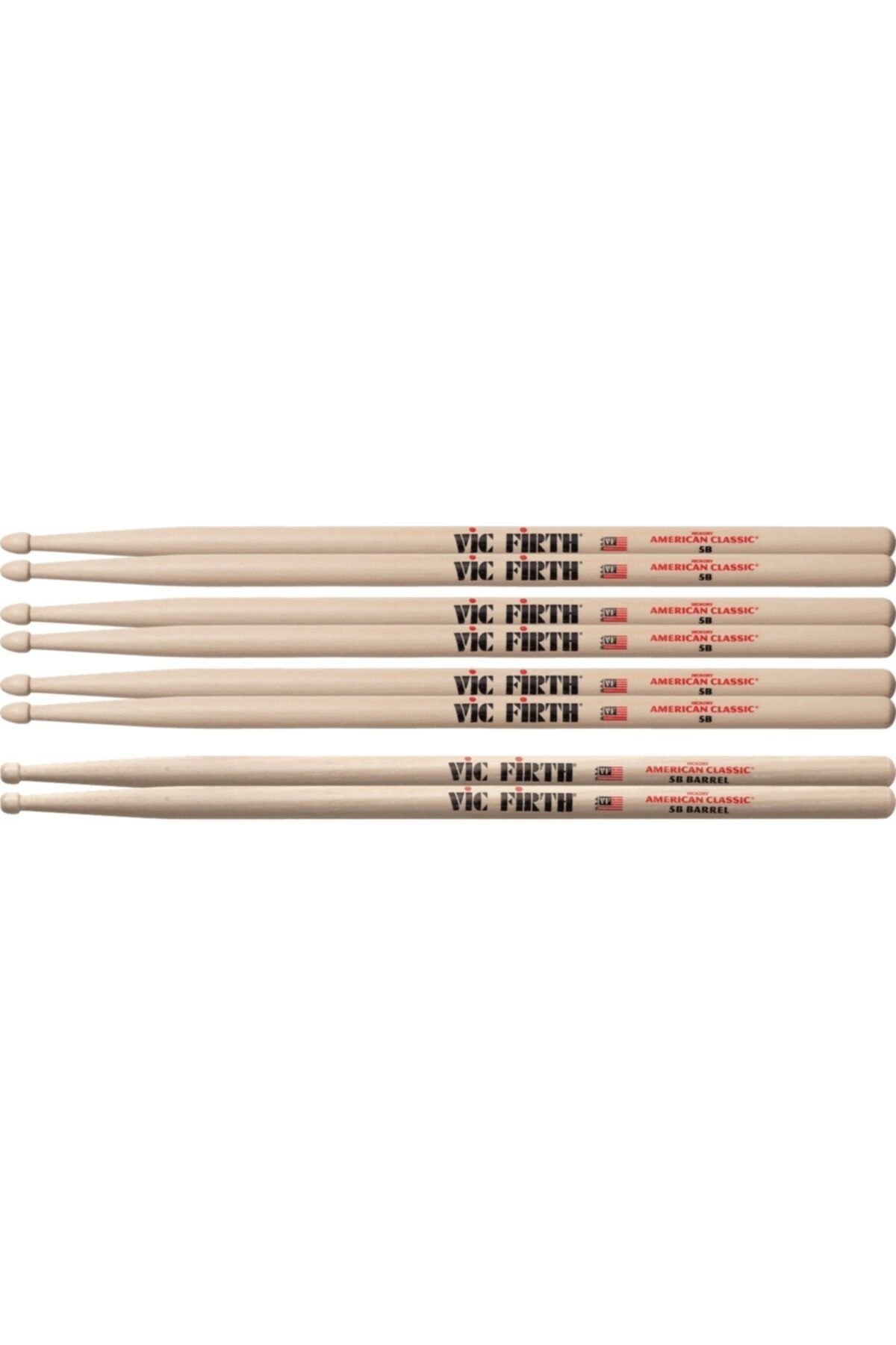 VIC FIRTH P5b-5bbrl 3-pair 5b Sticks Baget (4'lü Paket)