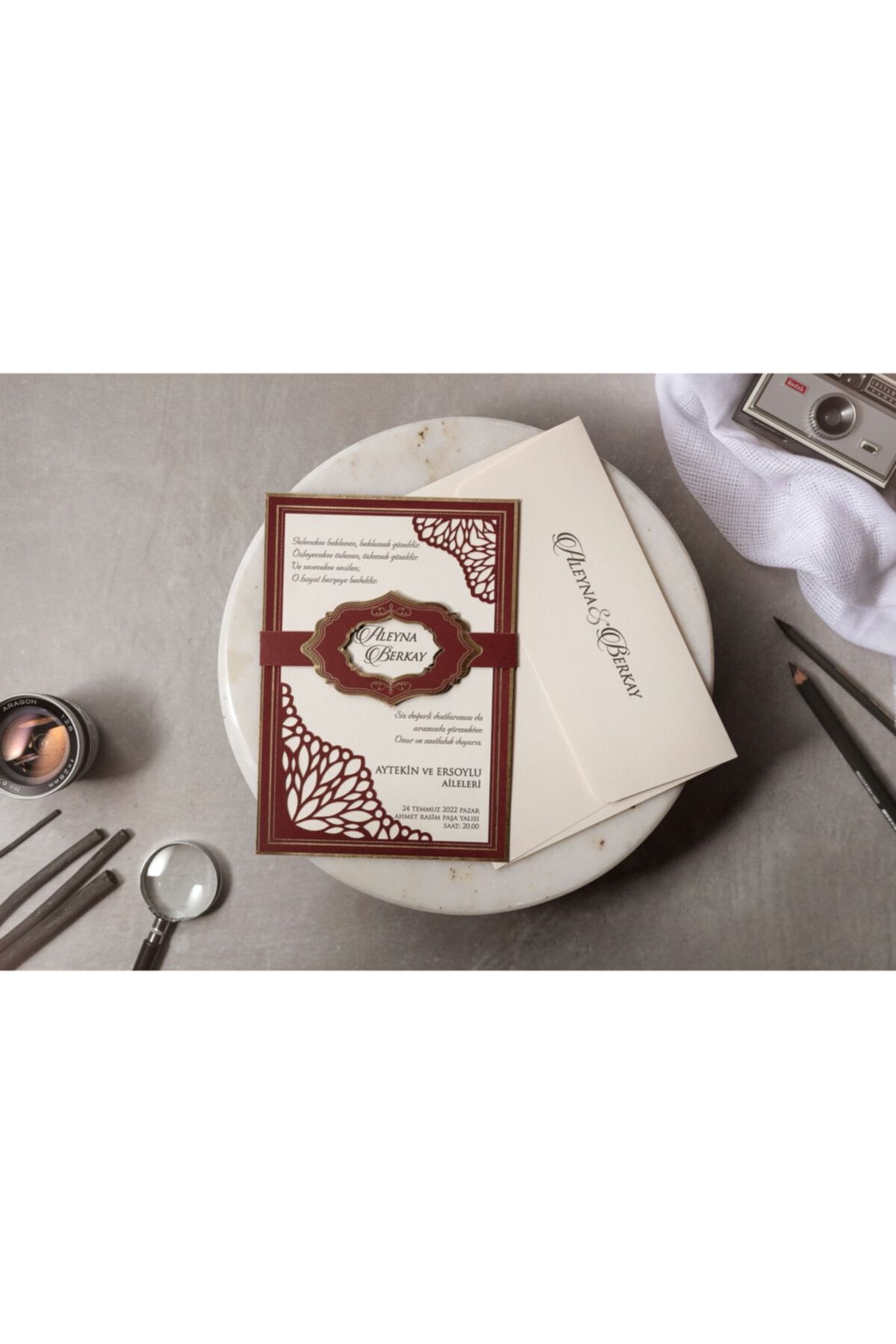 İKLİM DAVETİYE Wedding Nikah Nişan Düğün Davetiyesi 8392 - 100 Adet