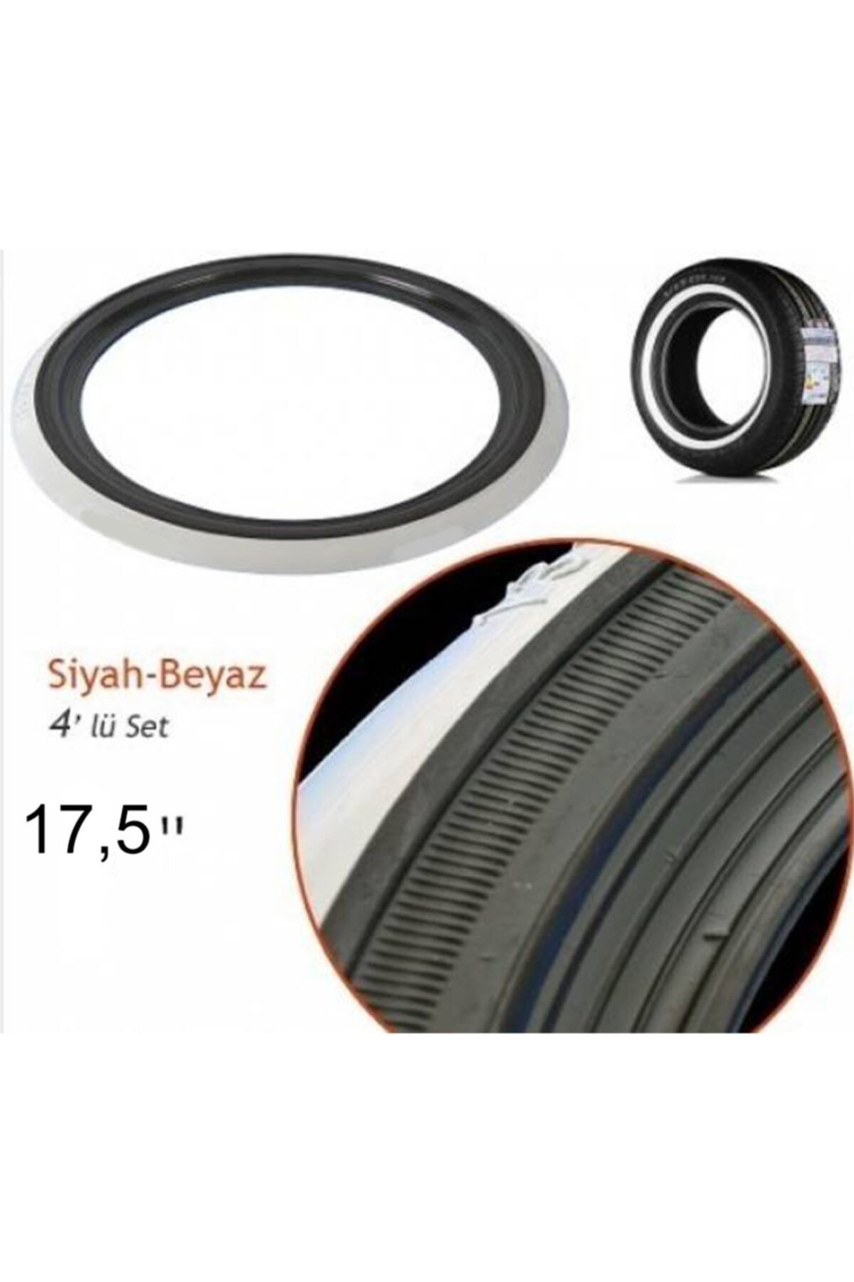 Universal Atlas Lyon Lastik Yanağı Beyaz - Siyah Yanak 17,5jant