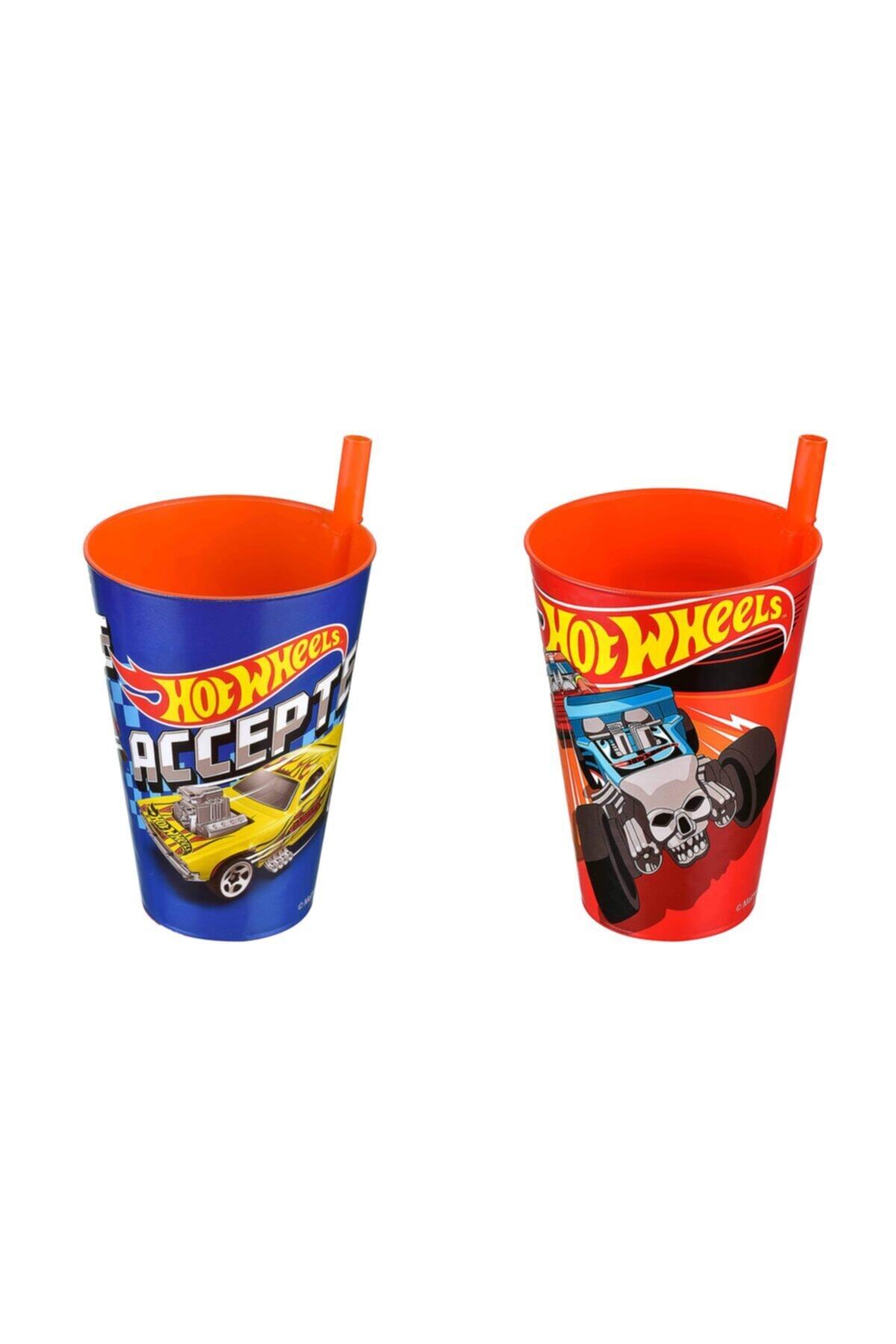 Tuffex 2 Li Hot Wheels Lisanslı Yandan Pipetli Bardak, Su Bardağı, Kahve Bardağı