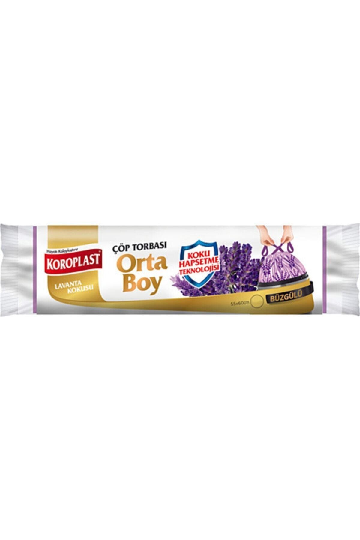 Koroplast Lavanta Büzgülü Orta Boy Çöp Torbası 15'li 25 Paket