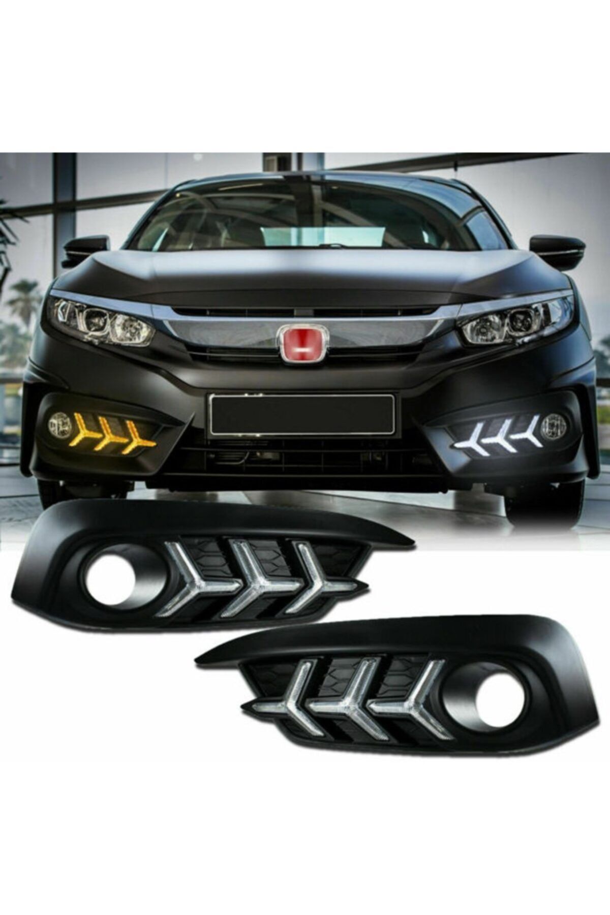 Universal Honda Civic Fc5 Ön Sis Gündüz Farı Ledli Uçak Ağaç Dizayn Kayarlı 2016-2018