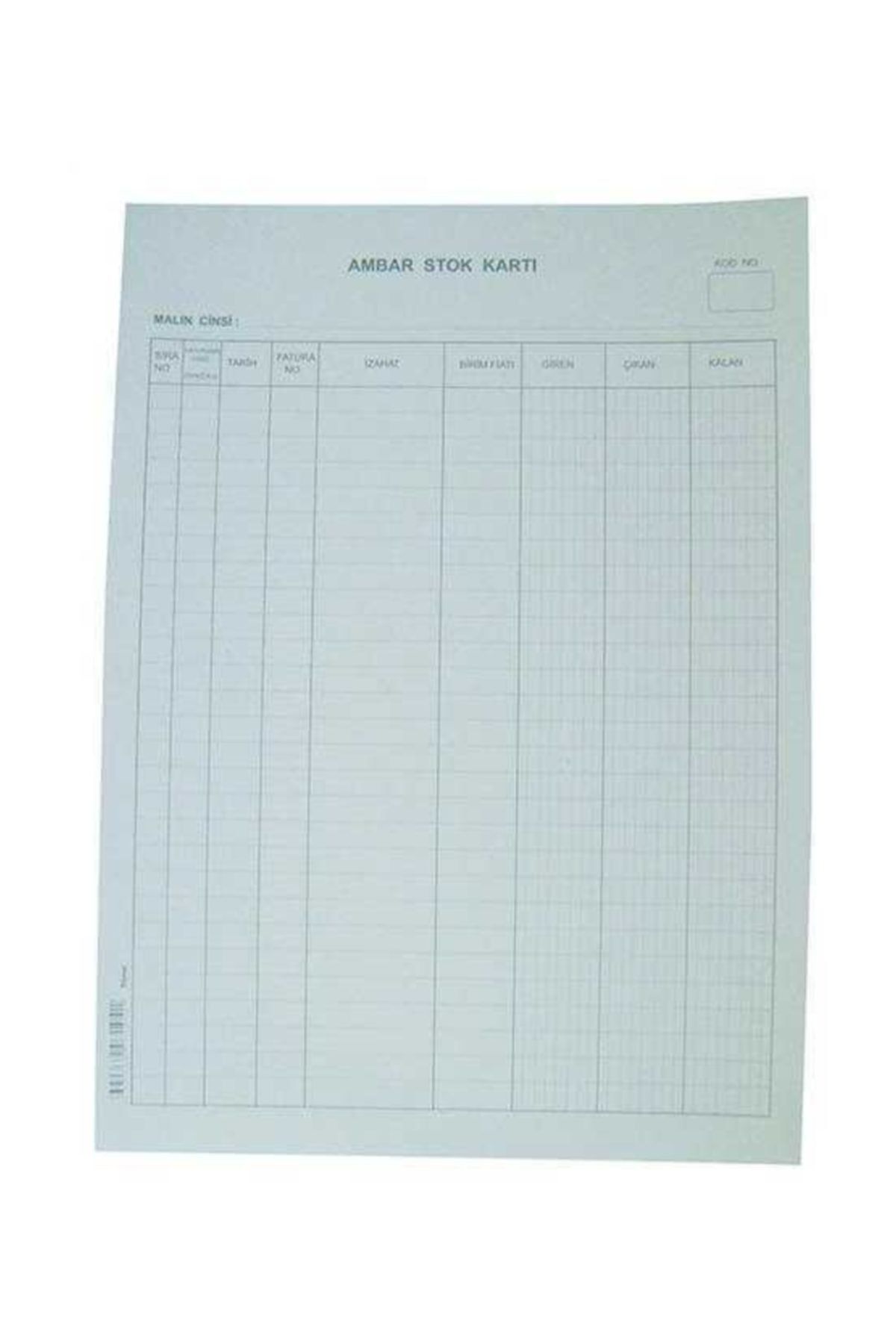 Dilman Ambar Stok Kartı 100'lü