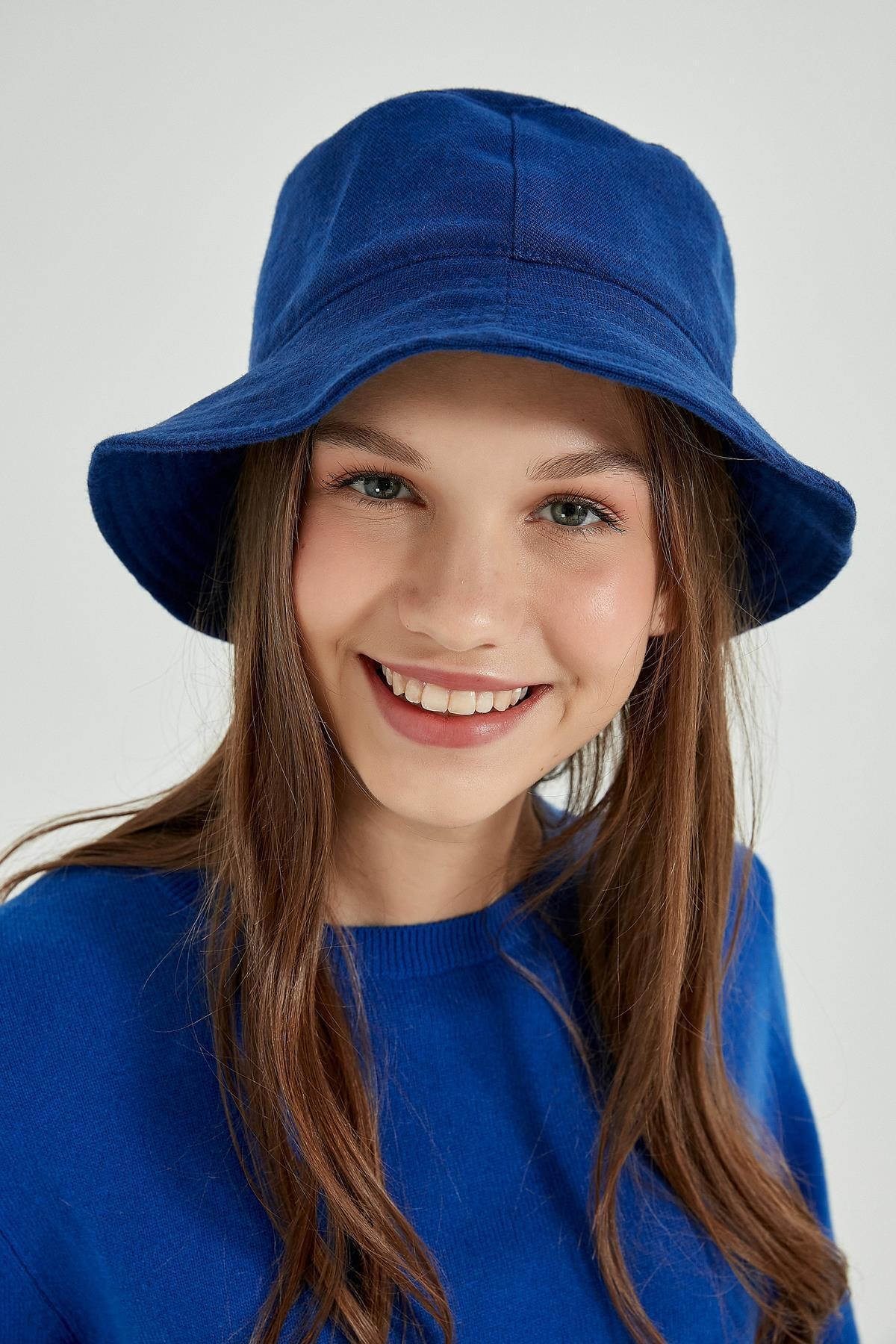 YLondon 13523 Kaşe Saks Bucket Şapka