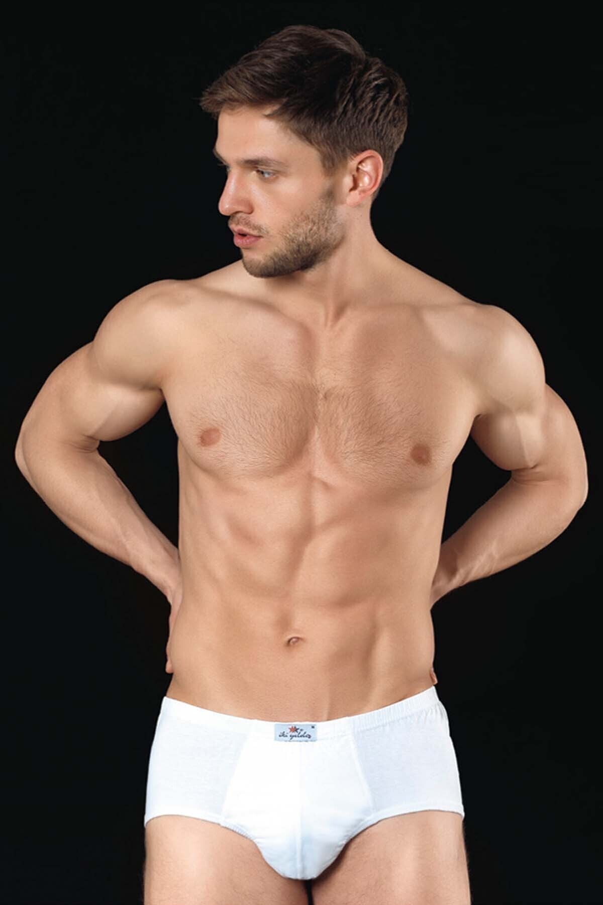İki Yıldız Erkek Slip Külot %100 Penye Pamuk 6'lı Paket