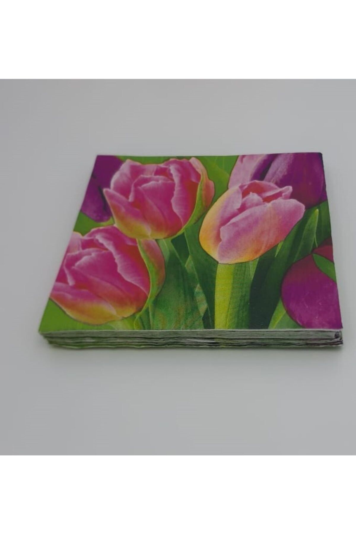AS7 Renkli Lale Desenli Özel Peçete 33*33 1/4 20 Li Paket