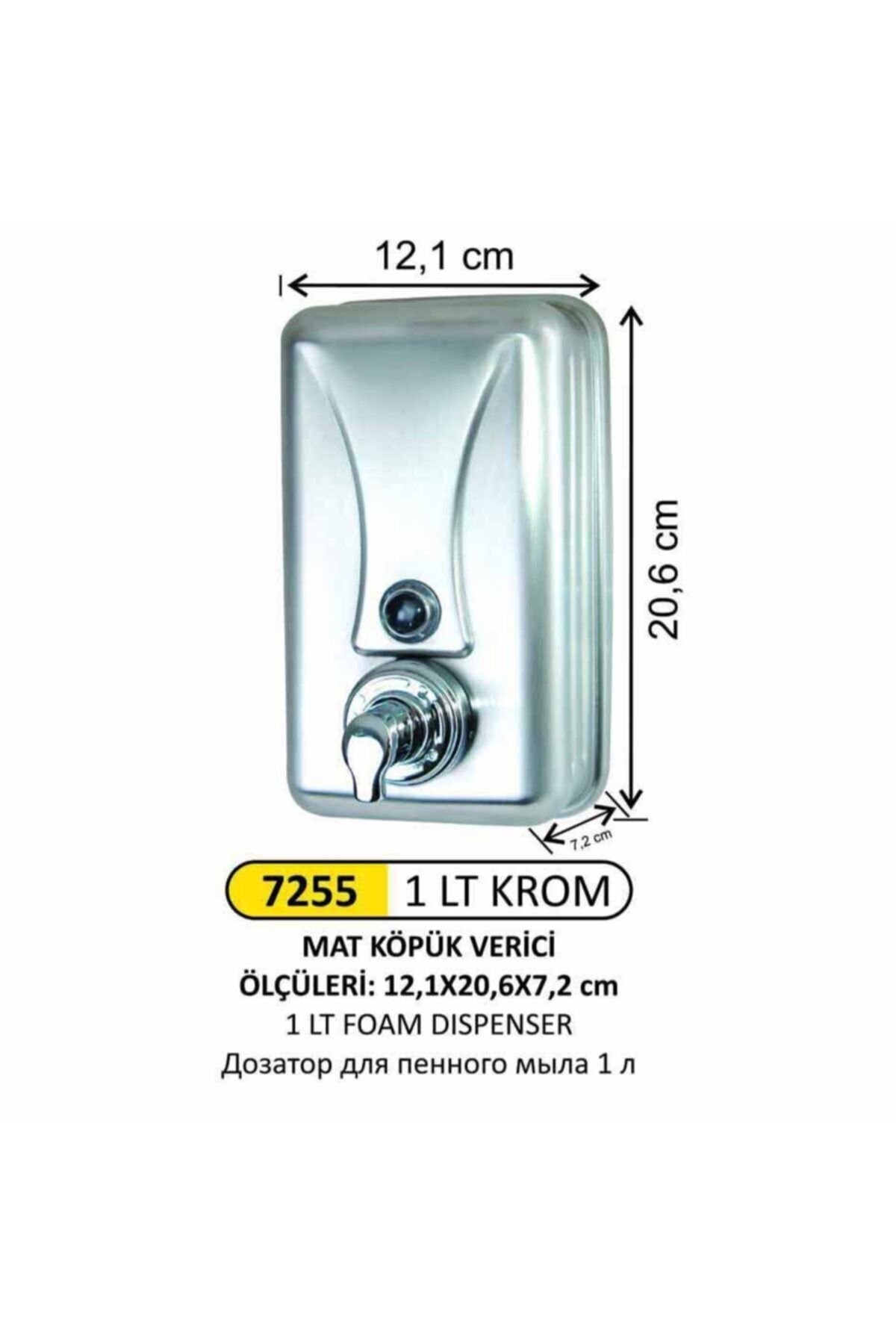 Arı Metal 7255p Köpük Sabun Dispenseri Parlak Krom Paslanmaz 1 Lt