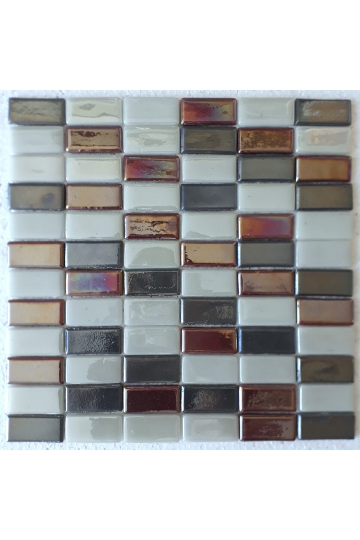 GLASSERA Cam Mozaik - Metalik Beyaz - Bordo - Siyah - Mutfak Tezgah Arası - Banyo - Duvar Fayansı