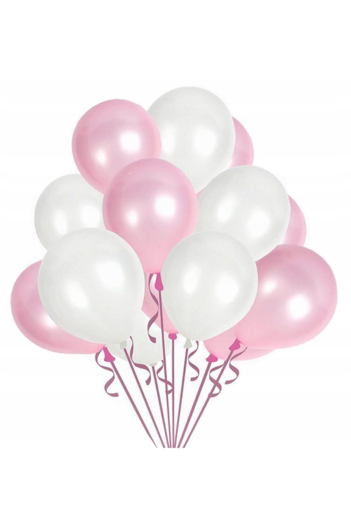 Parti Furyası Pembe Beyaz Metalik Balon 100 Li+balon Zinciri Kemer Şerid+balon Pompası