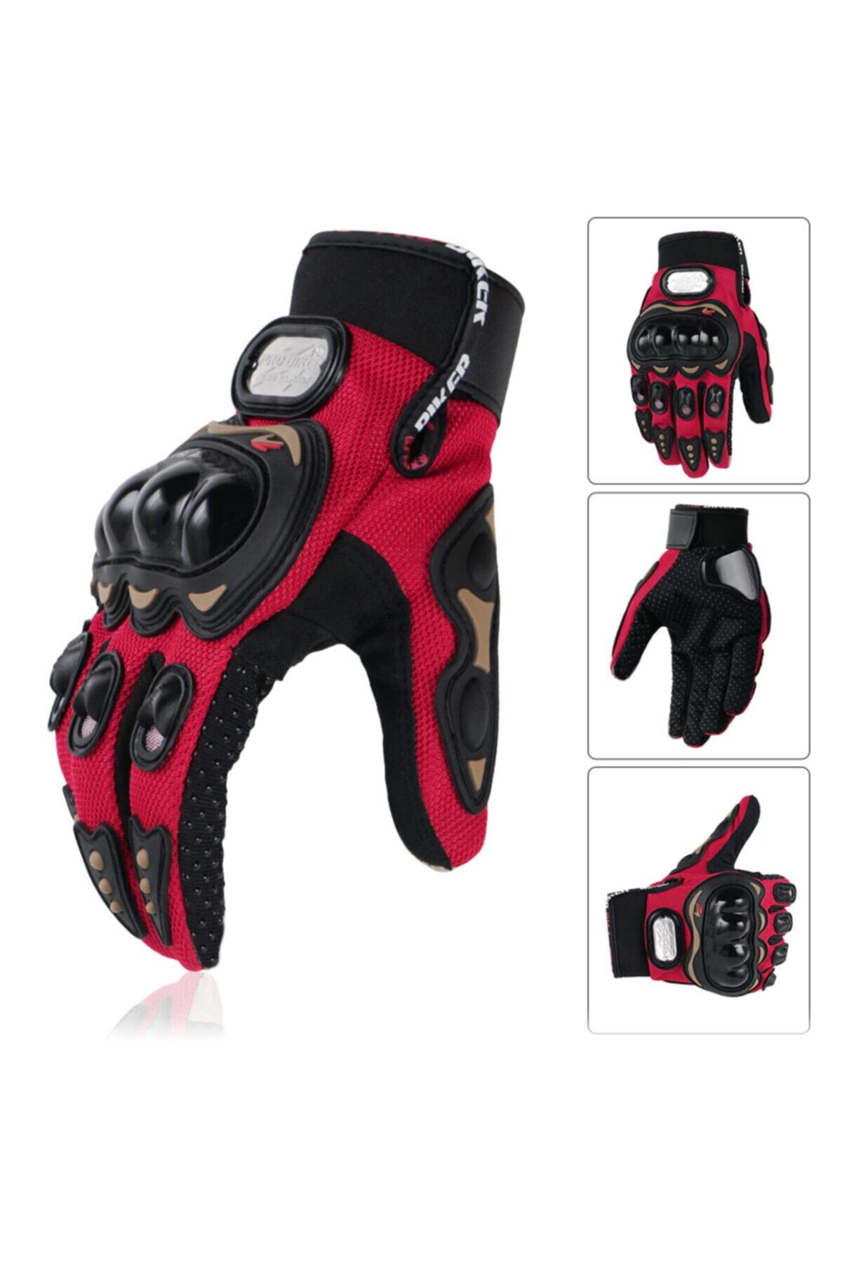ProBiker Pro Biker Motor - Bisiklet Eldiven Kırmızı Korumalı Elastik Kumaş