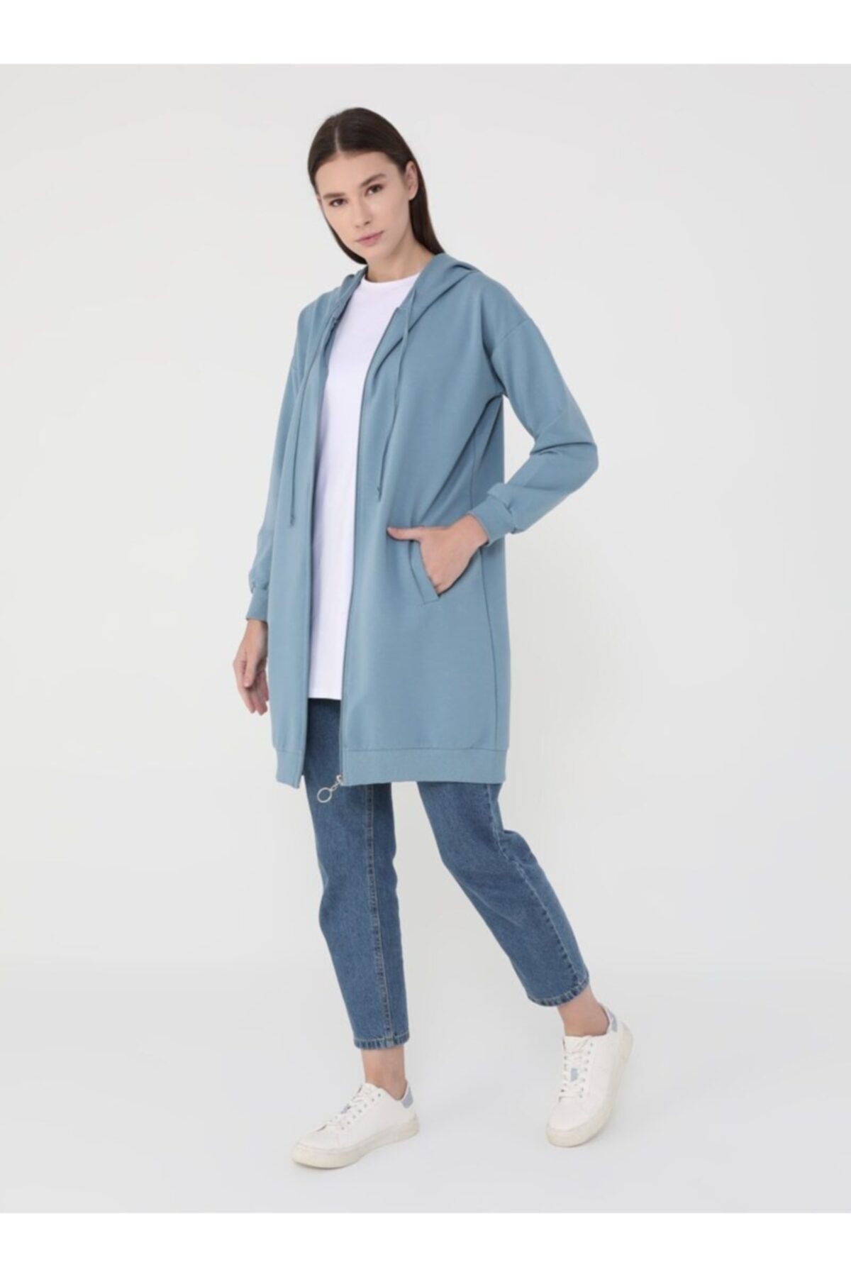 Refka Fermuarlı Spor Kap Soğuk Mavi Basic