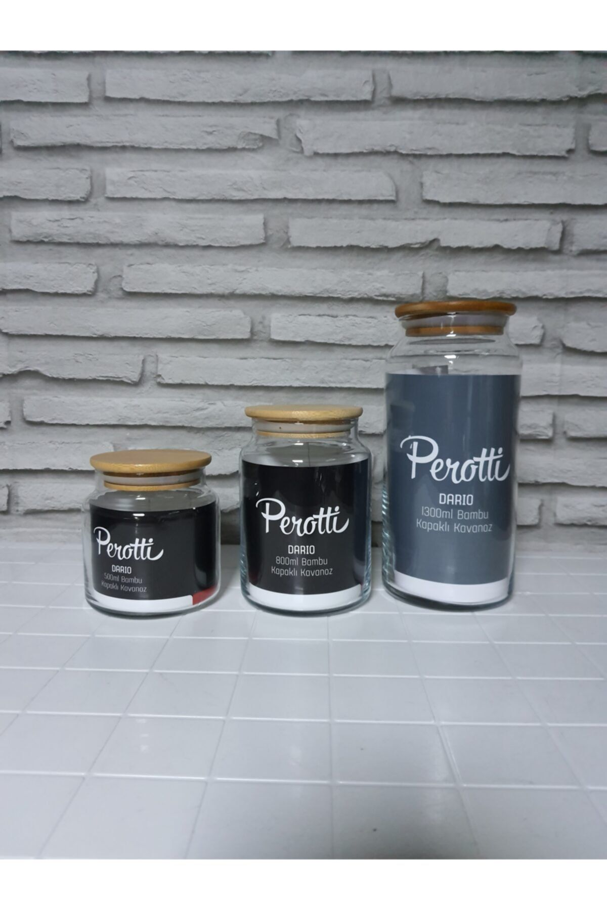 Perotti Işıksanpls. 3 Lü Cam Kavanoz Bambu Kapaklı