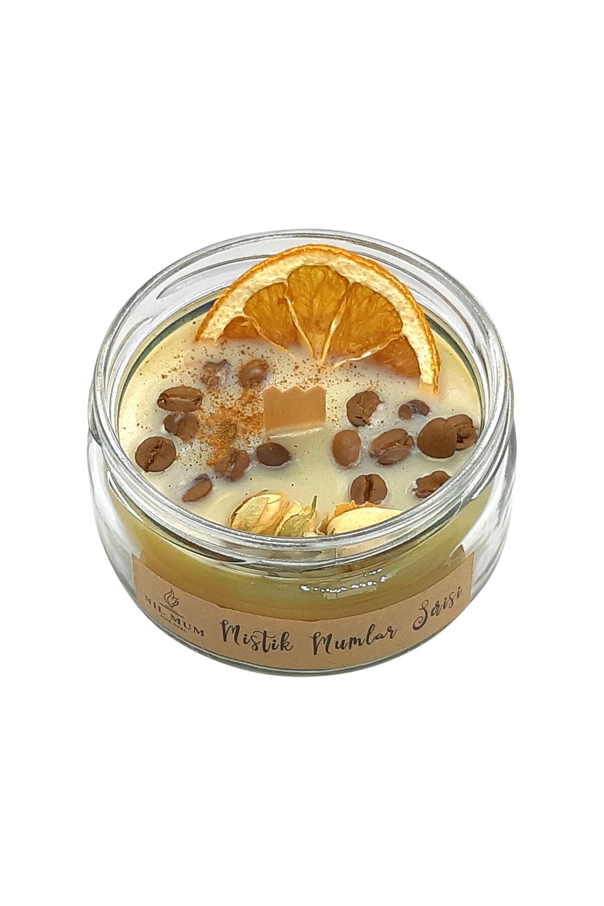 Nil Mum Aromaterapi Arınma Mumu Portakal Kahve Dekorlu Tarçın Kokulu 240 gr