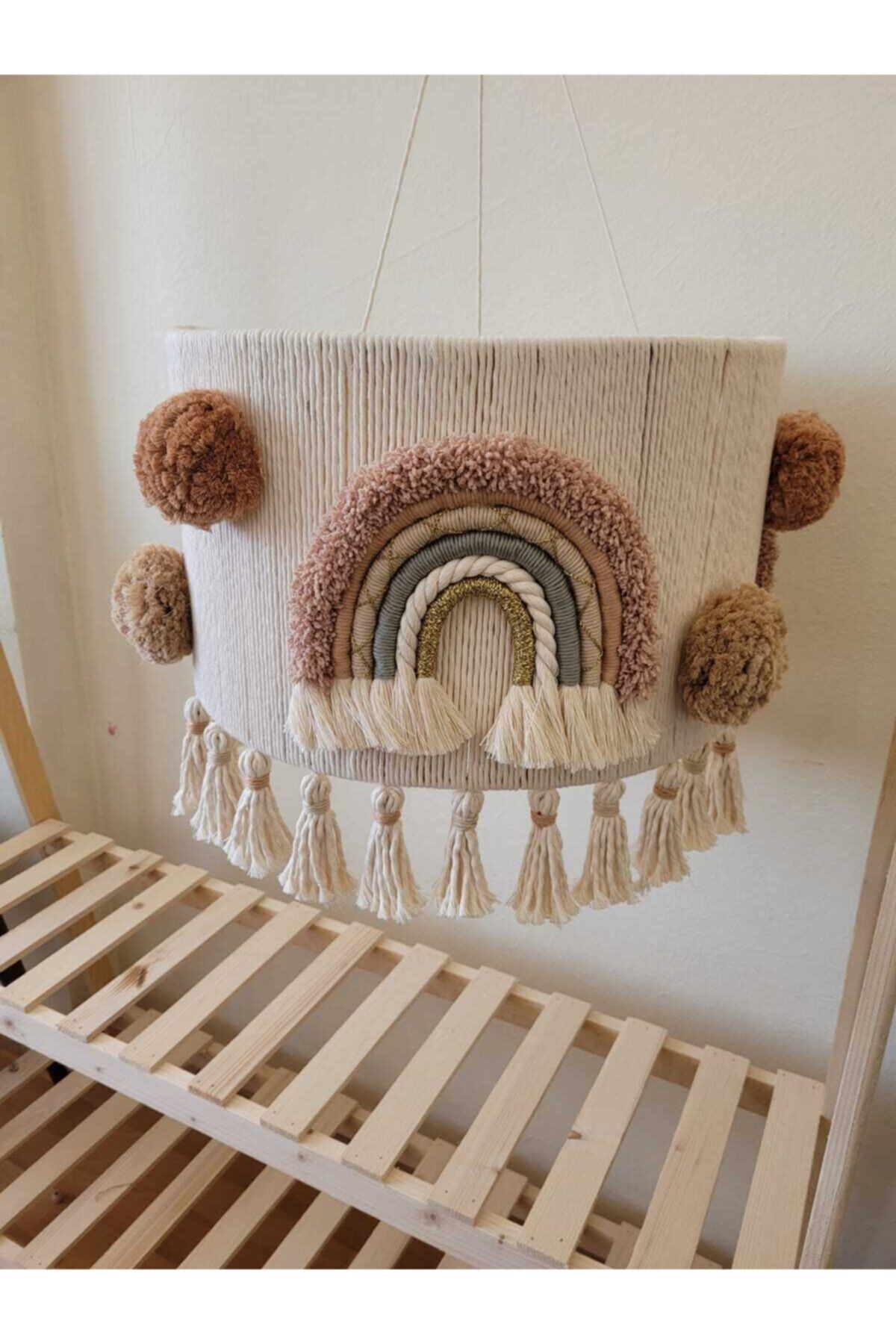 Karudesignn Makrome Çocuk Odası Avizesi , Avize , 40 Cm Makrome Avize