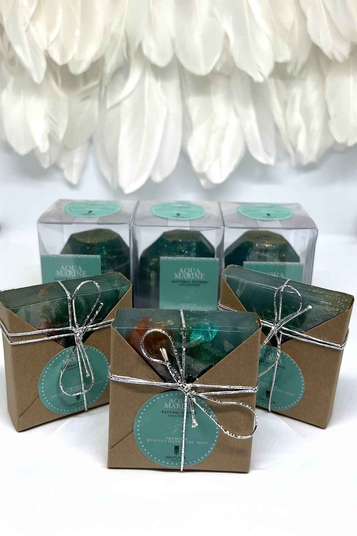 Natuur Collection Yılbaşı Hediye Paketi Aquamarine Sabunu 6'lı Okyanus Kokulu El Yapımı Lüks Dekoratif Sabun