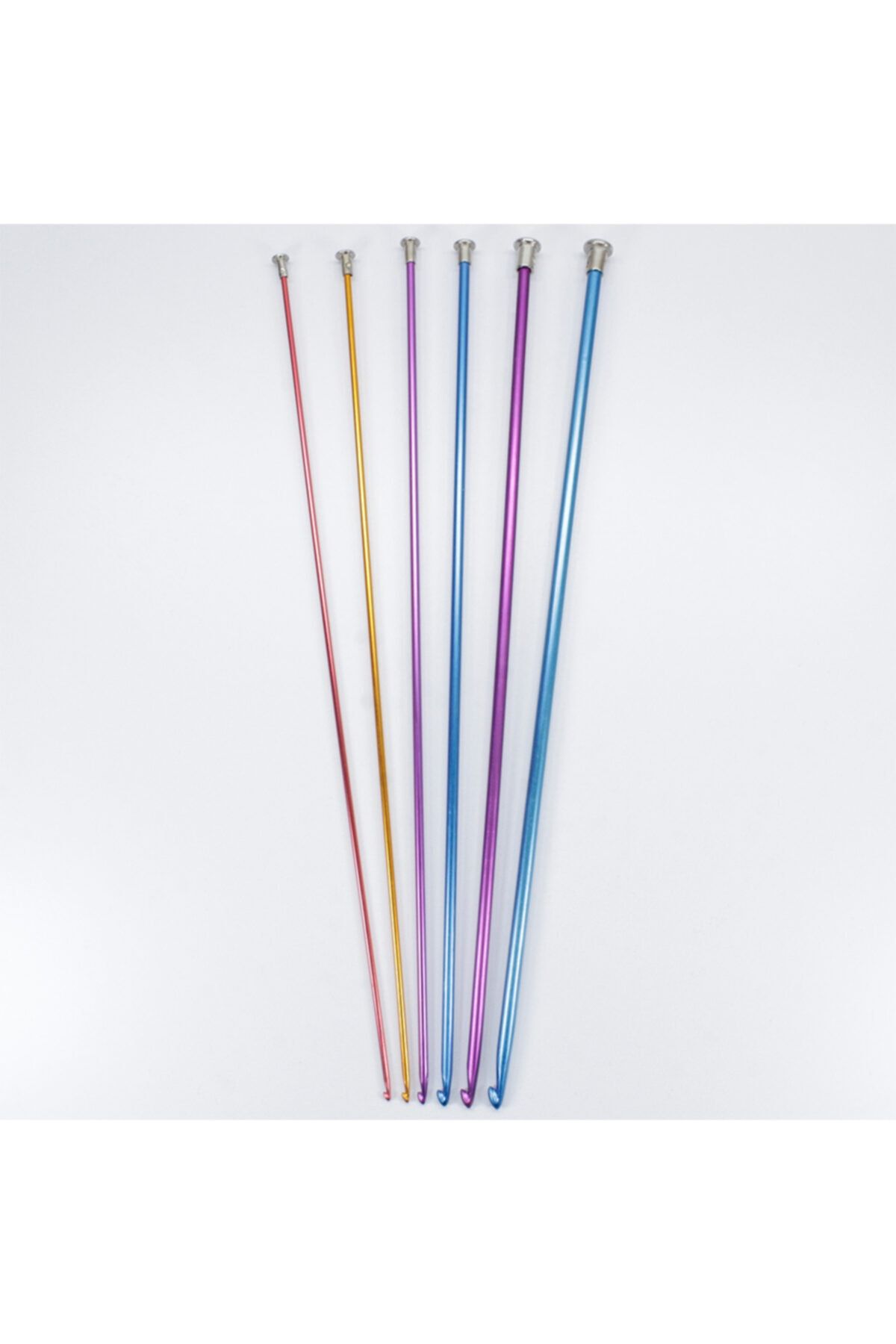 Kartopu Renkli Metal Gagalı Şiş 6 Adet Farklı Numara 2.5, 3.0, 3.5, 4.5, 5.0, 6.0mm Boy 35cm