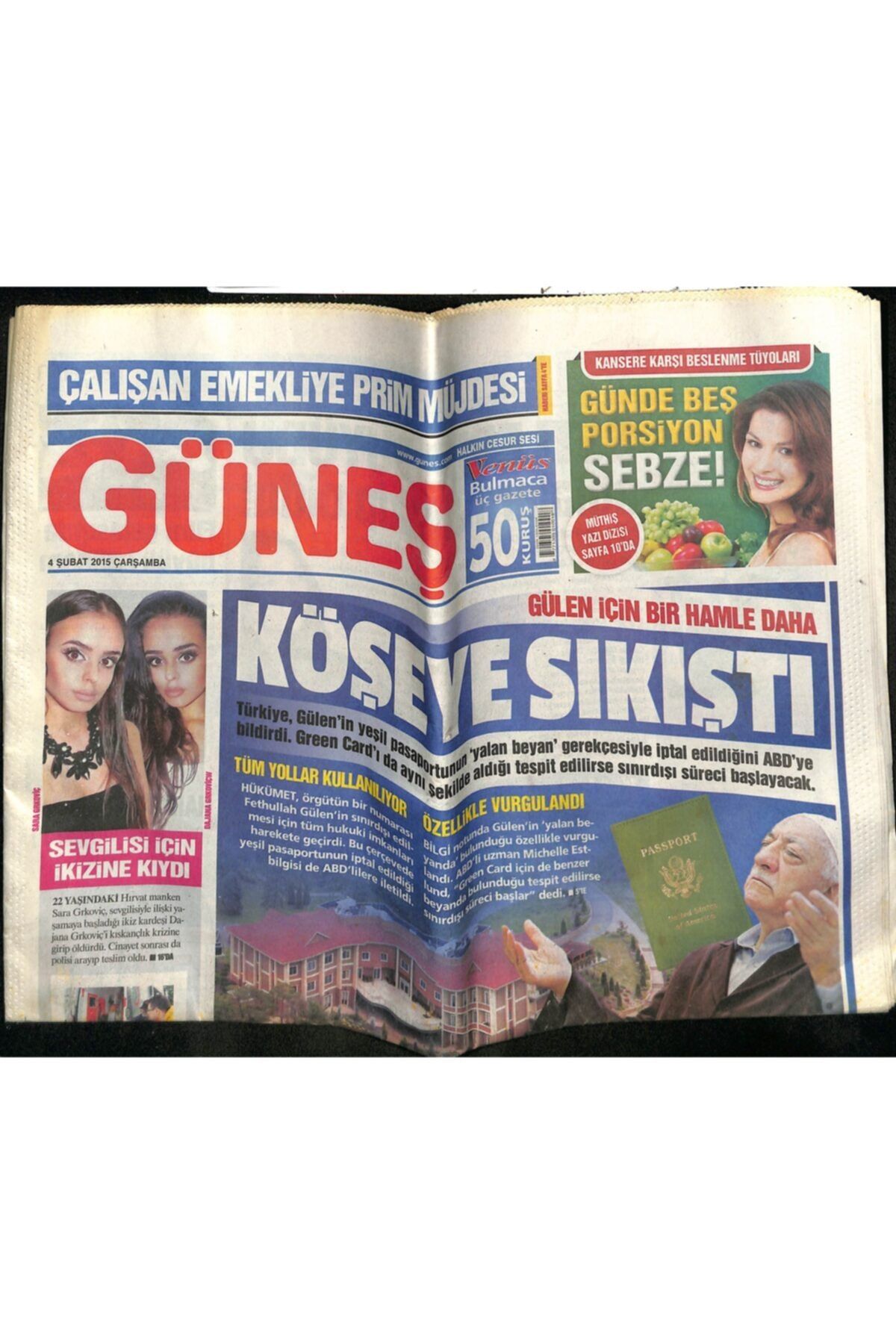 Gökçe Koleksiyon Güneş Gazetesi 4 Şubat 2015 - Şeyma Subaşı Ve Burcu Esmersoy Maldivler'de Kız Kıza Tatilde