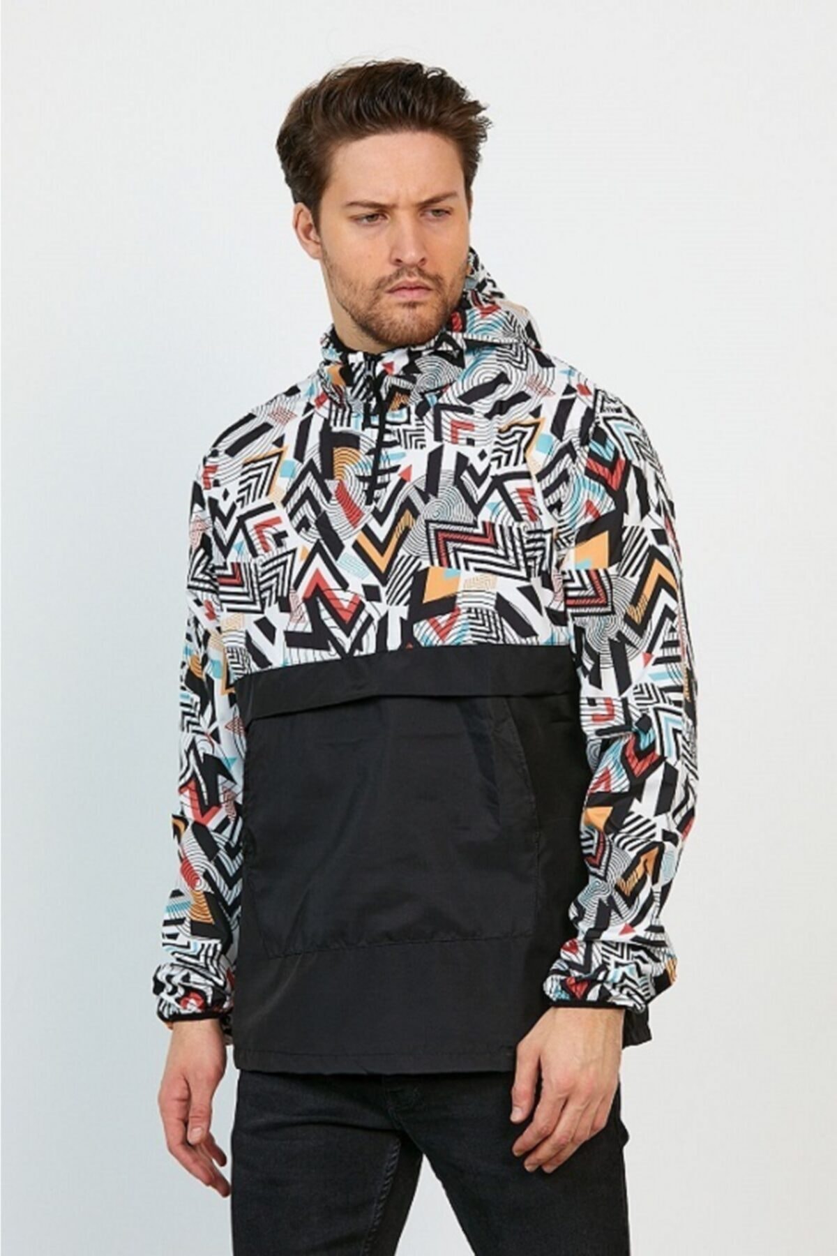 TA COLLECTİON Unisex Desenli Kapüşonlu Yağmurluk