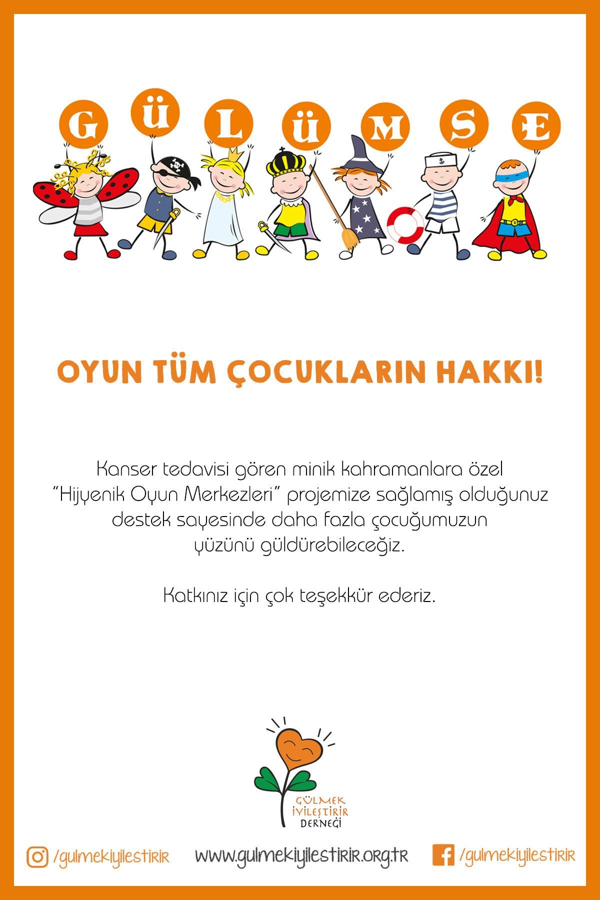 Gülmek İyileştirir Derneği - Gülümse Dijital Destek Kartı