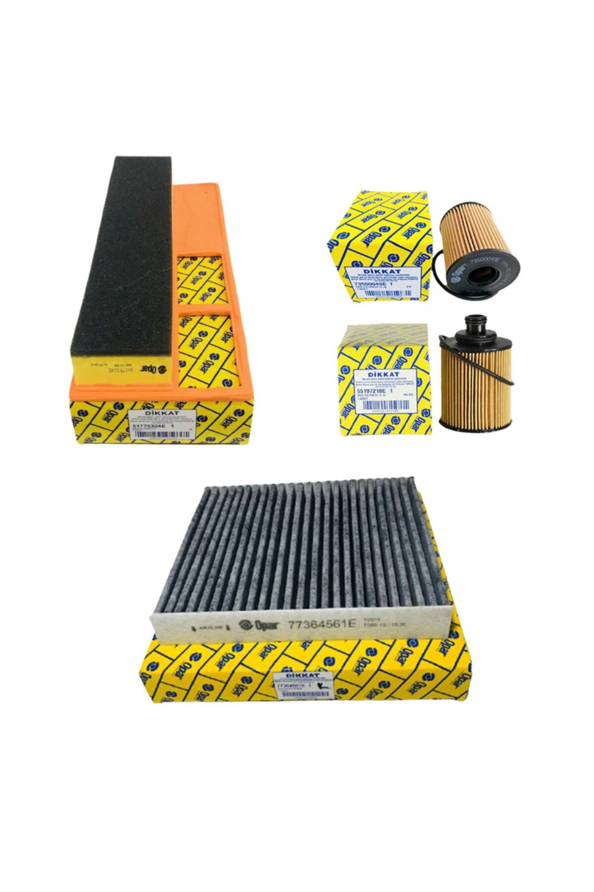 OPAR Fiat Linea Euro 4 1.3 Multijet 16v Filtre Bakım Seti 2007-2012 Modl - Karbon 3lü-otodeposuset1515f