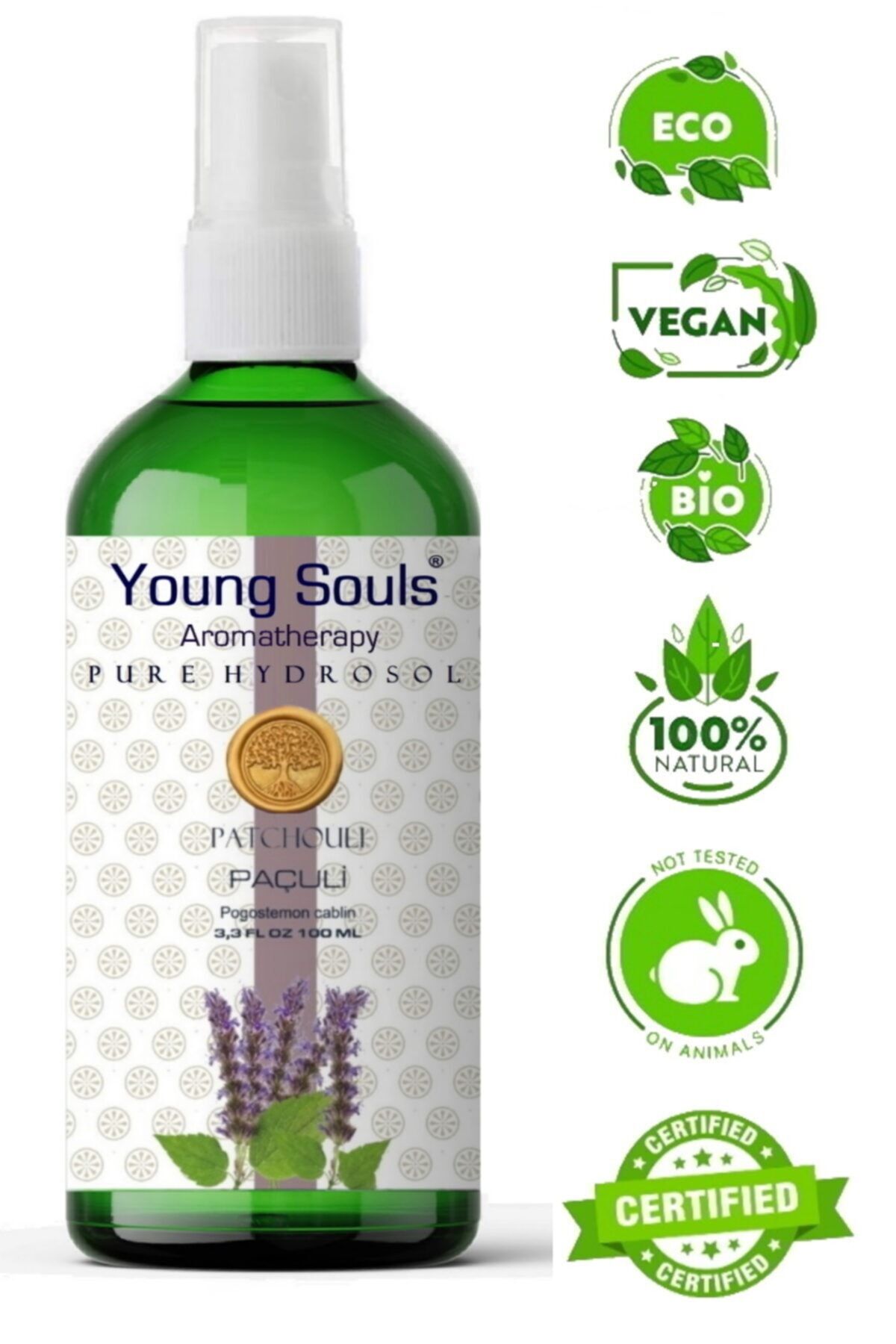 YOUNG SOULS Patchouli Paçuli Hidrosol Pure Natural 100 ml