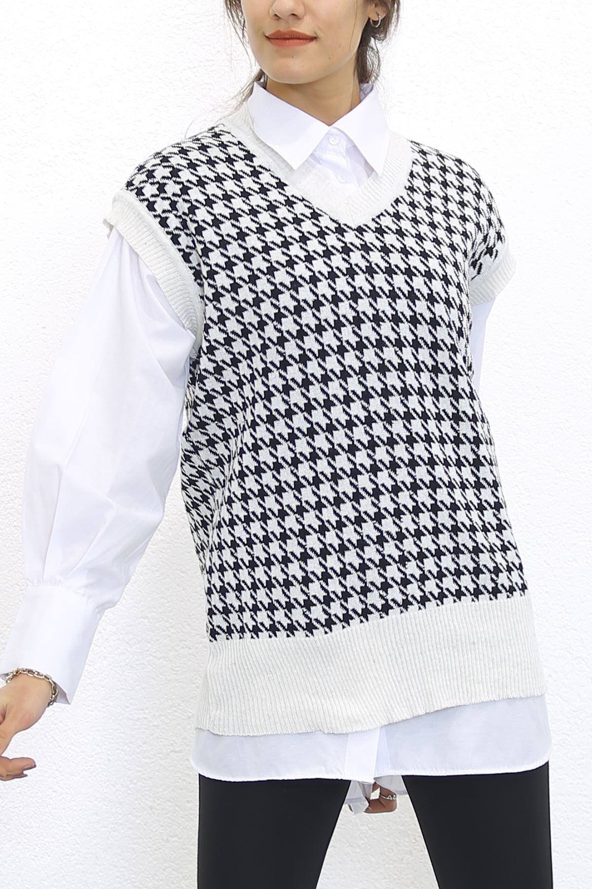 PutiBula Kazayağı Süveter Beyaz