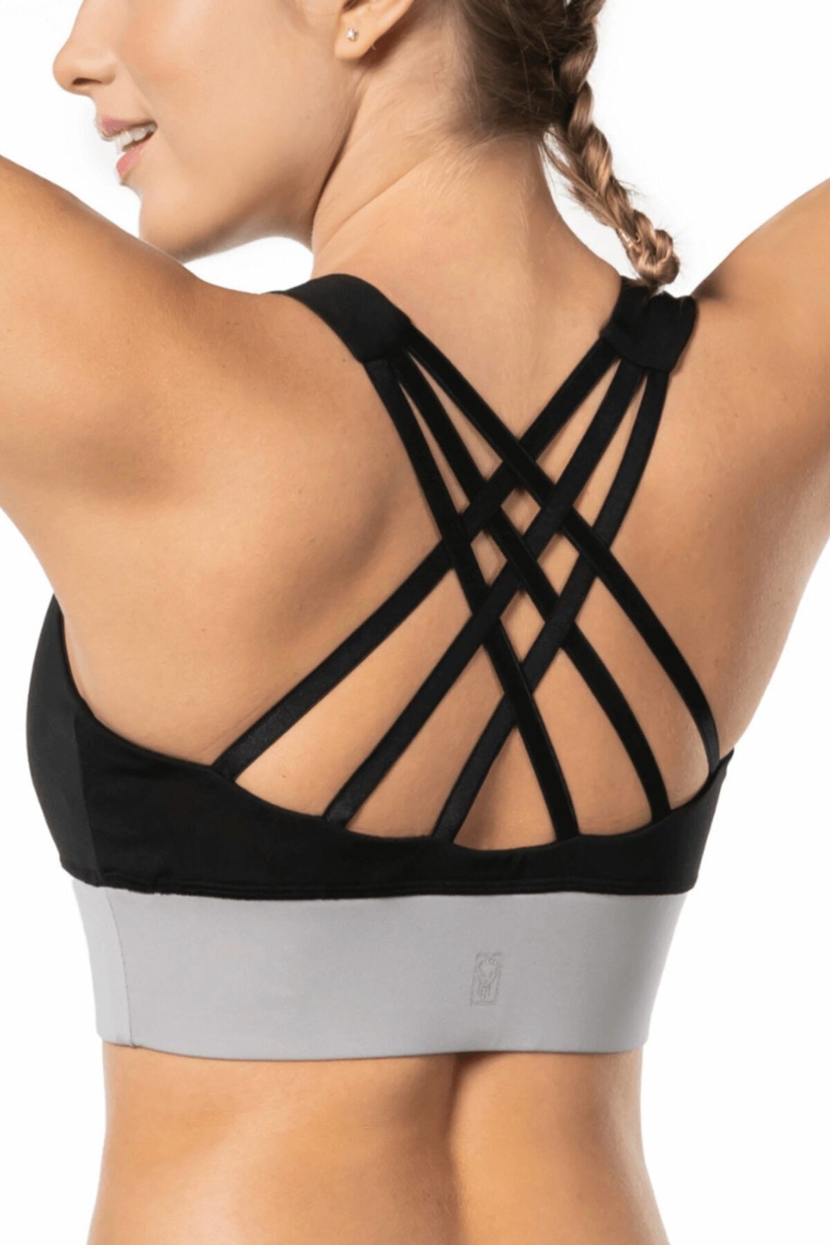 Lioness Activewear Siyah Gri Yüksek Destekli Sırt Detaylı Kaplı Spor Sütyeni