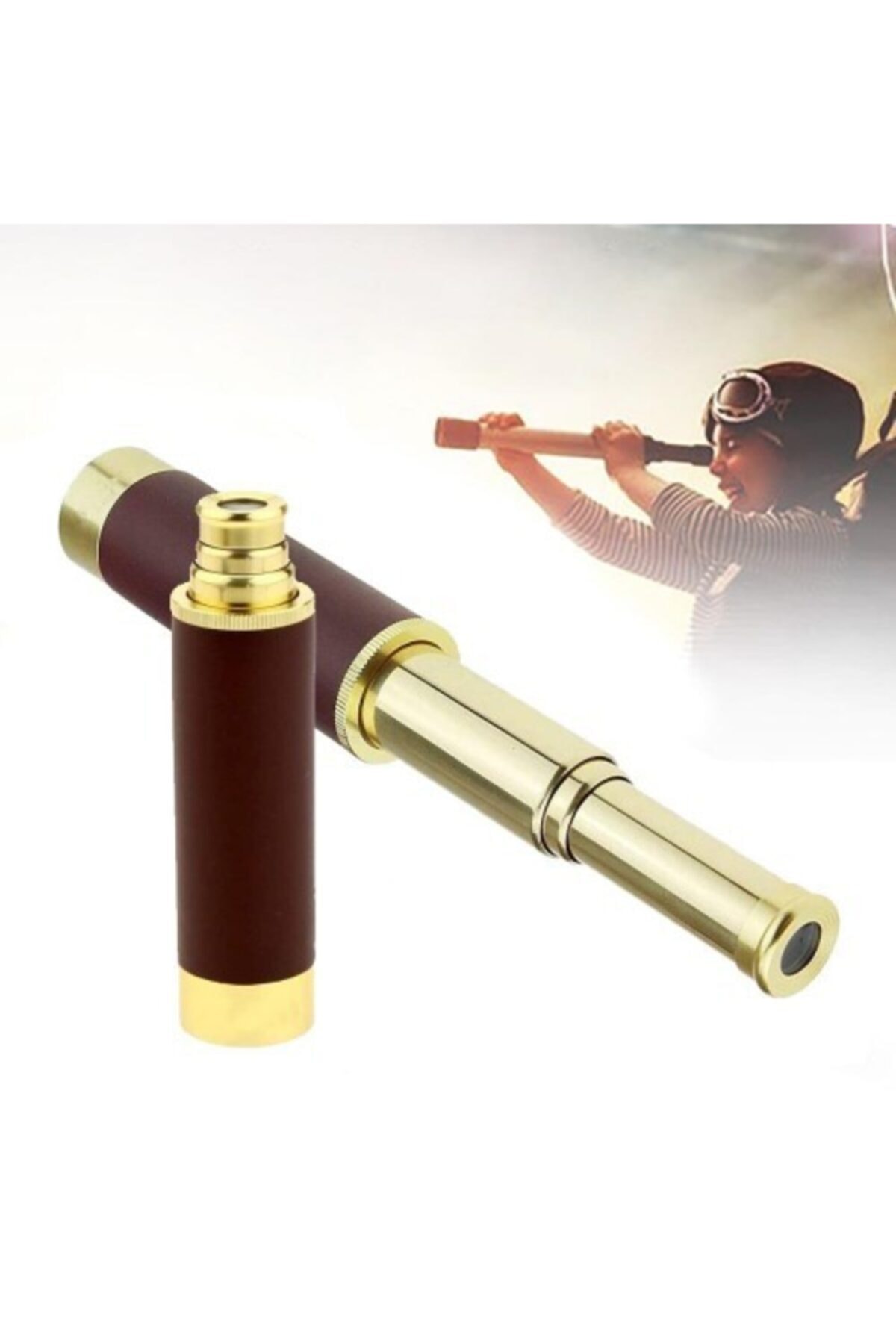 sinerjishop 30x40 Panda Büyük Mercekli, Pirinç Gövdeli, Deri Çantalı Denizcilik Korsan Dürbün