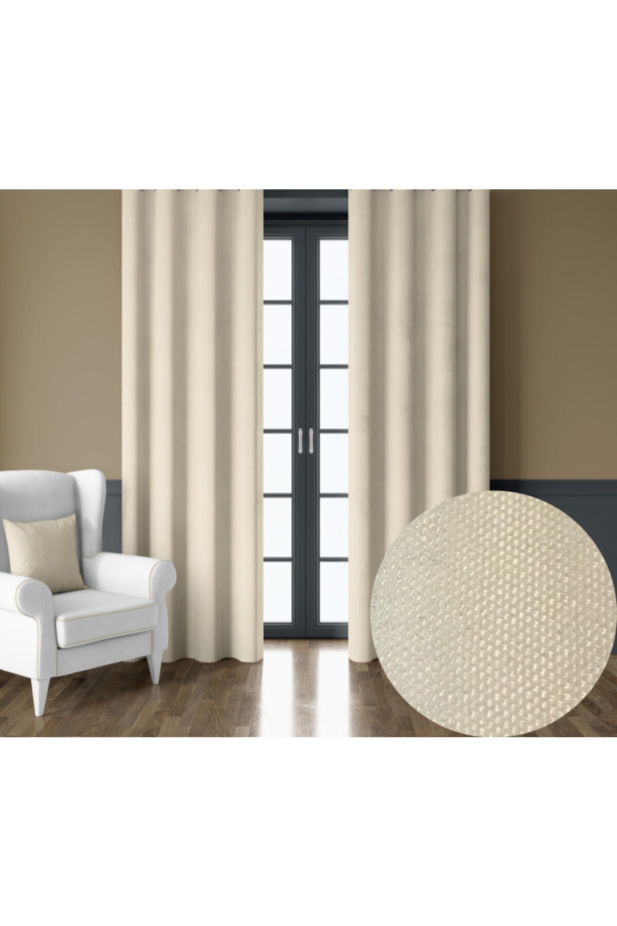 Demor Home Soft Fildişi Rengi Ekstrafor Büzgülü Ada Fon Perde