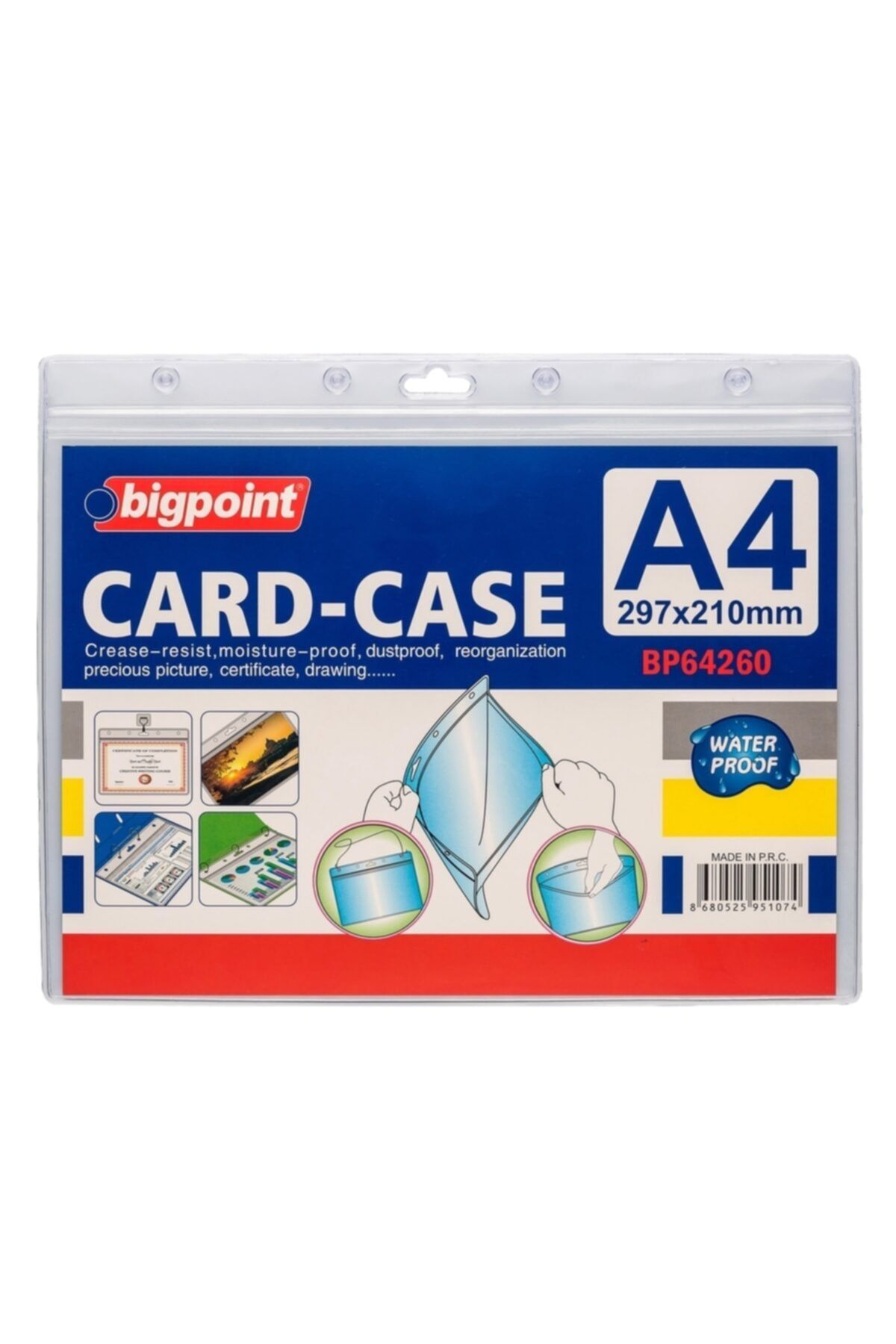 Bigpoint Kilitli Kart Poşeti Yatay A4 (297x210mm) 10'lu Poşet