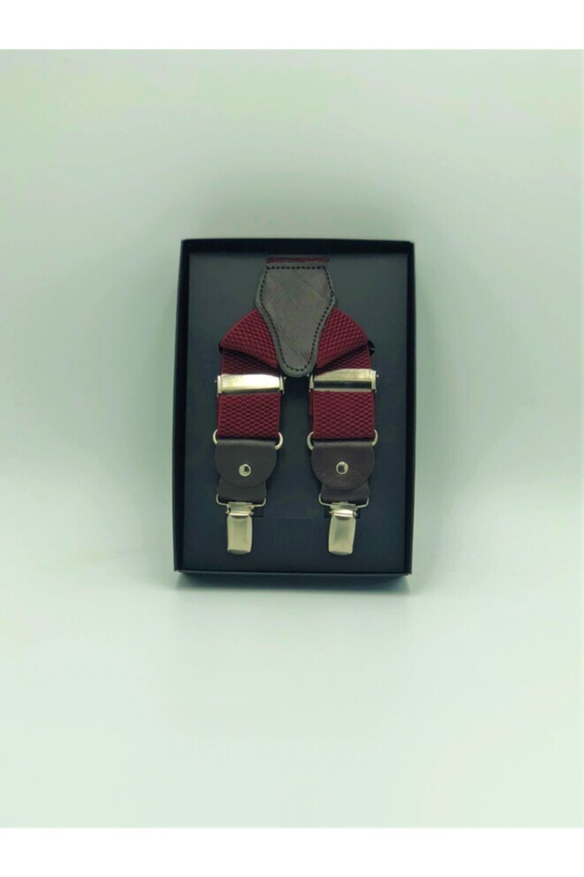 Yage 3.5 Cm Unısex Bordo Hasır Desenli Pantolon Askısı