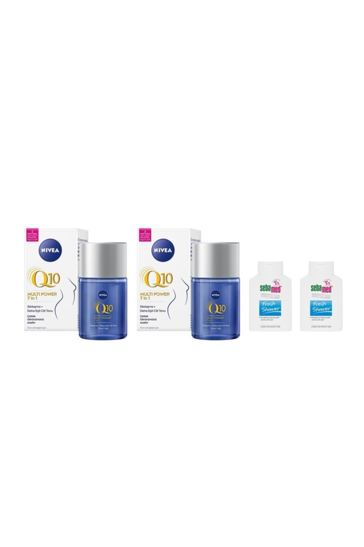 Nivea Q10 Sıkılaştırıcı Çatlak Önleyici Vücut Yağı 100 ml * 2 / Mini Sebamed Fresh Shower Duş Jeli 2 Adet
