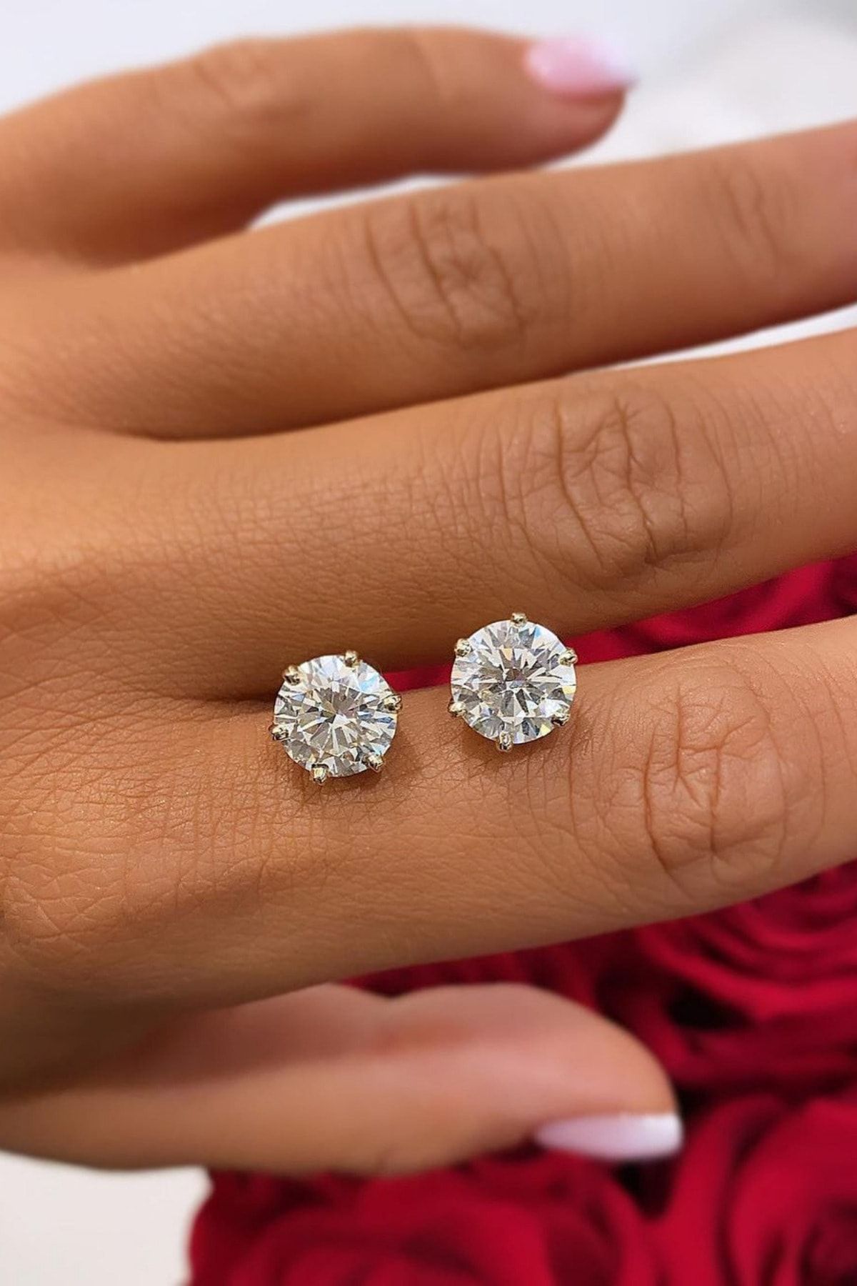Crystal Diamond Zirconia Laboratuvar Pırlantası 2 Karat Tektaş Küpe