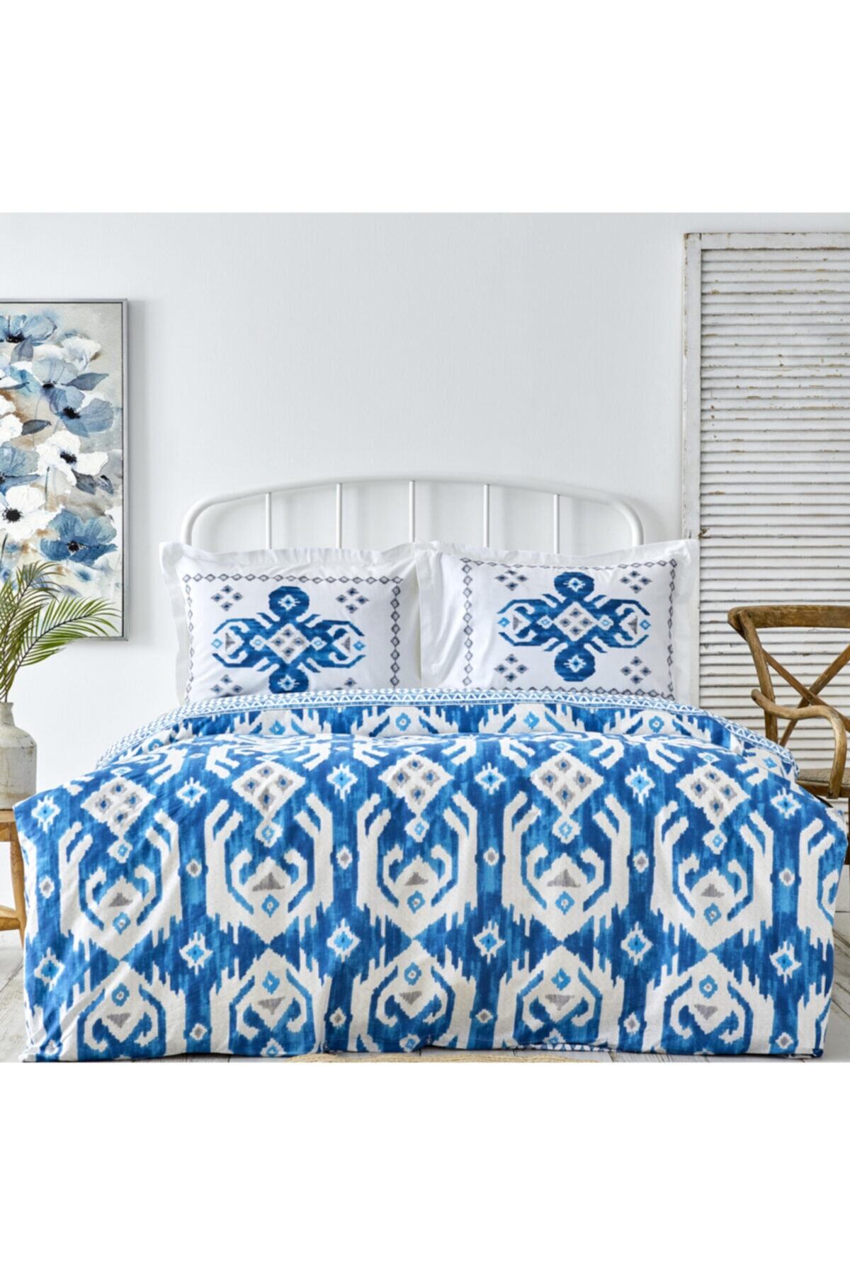 Karaca Home Neos Mavi %100 Pamuk King Size Nevresim Takımı