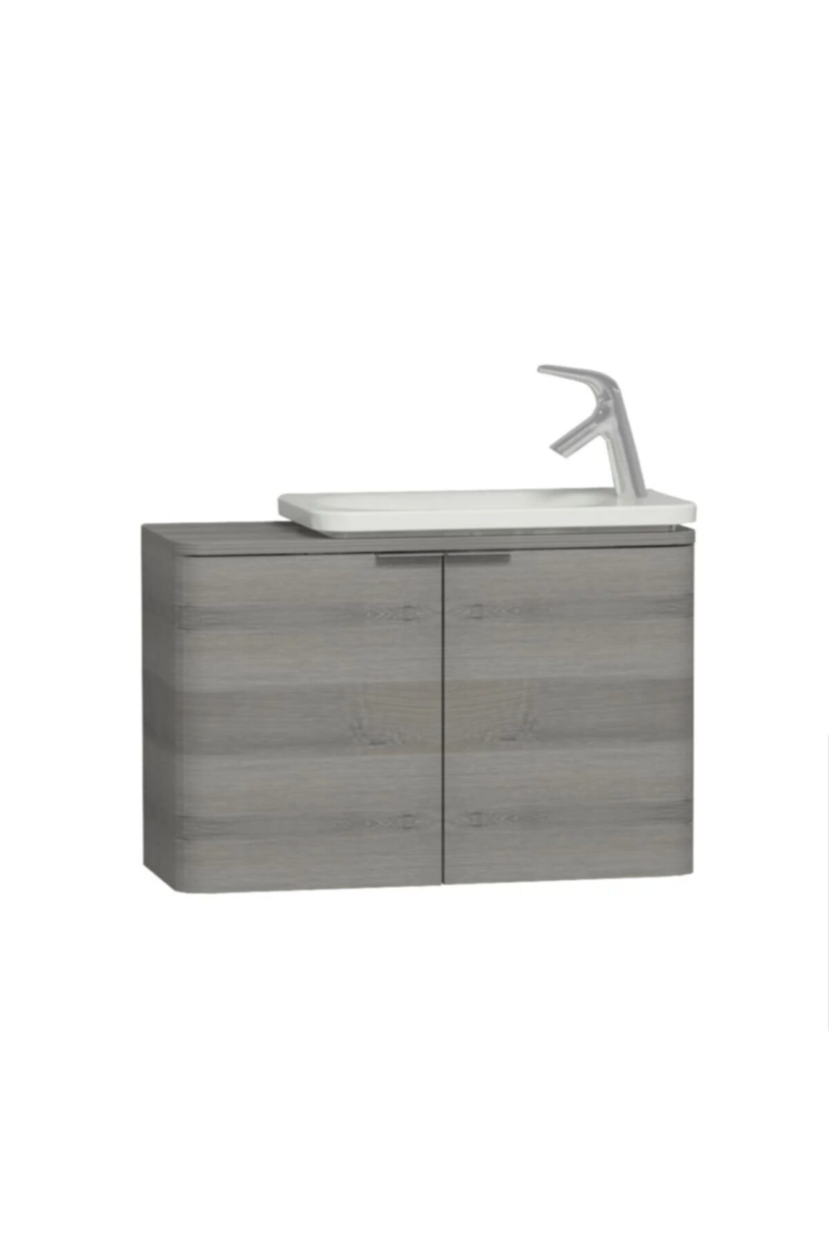 VitrA Nest Trendy 80 Cm Dar Lavabo Dolabı Kapaklı Gri Dokulu Ahşap / 56130