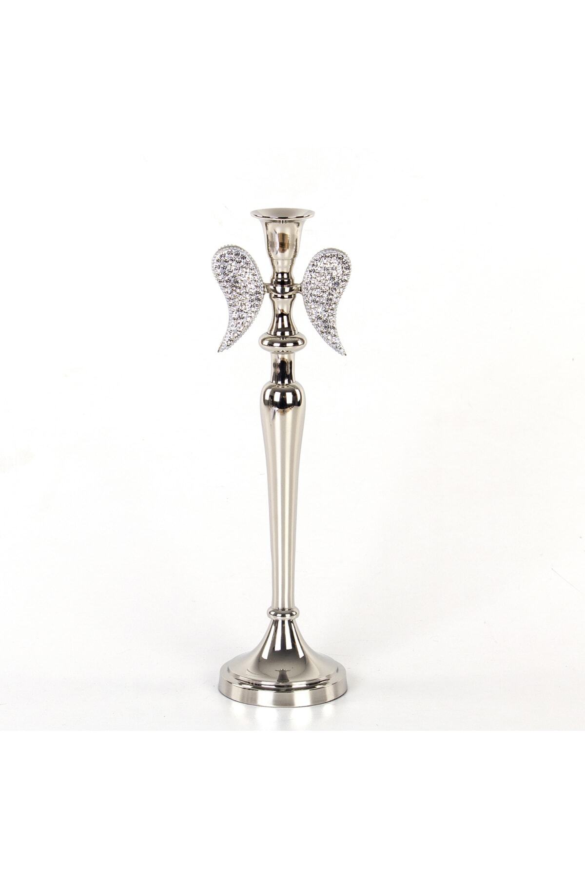 Euro Flora Kanatlı/taşlı Metal Şamdan 37,5 Cm