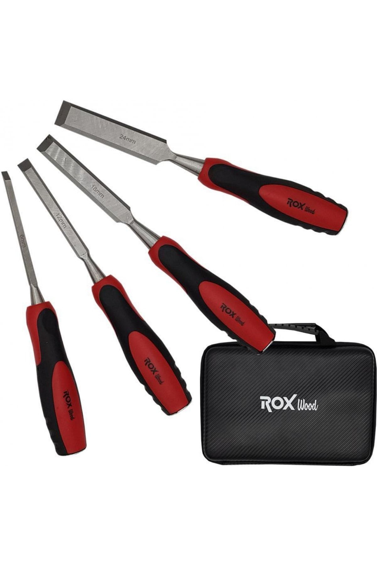 Rox Wood Düz Iskarpela Seti 4 Parça Neopren Çantalı