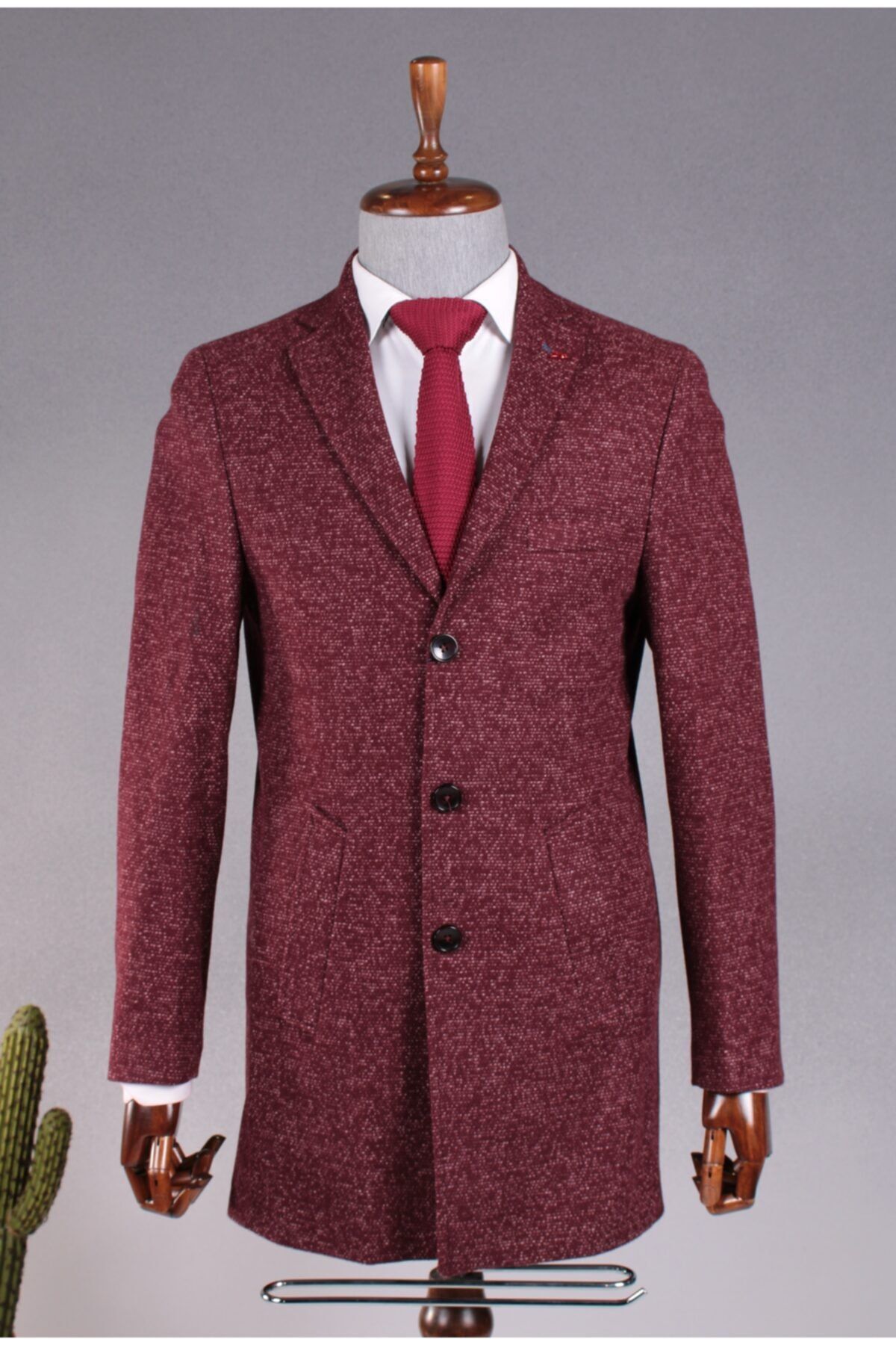 Maracana Palto Slim Fit Bordo