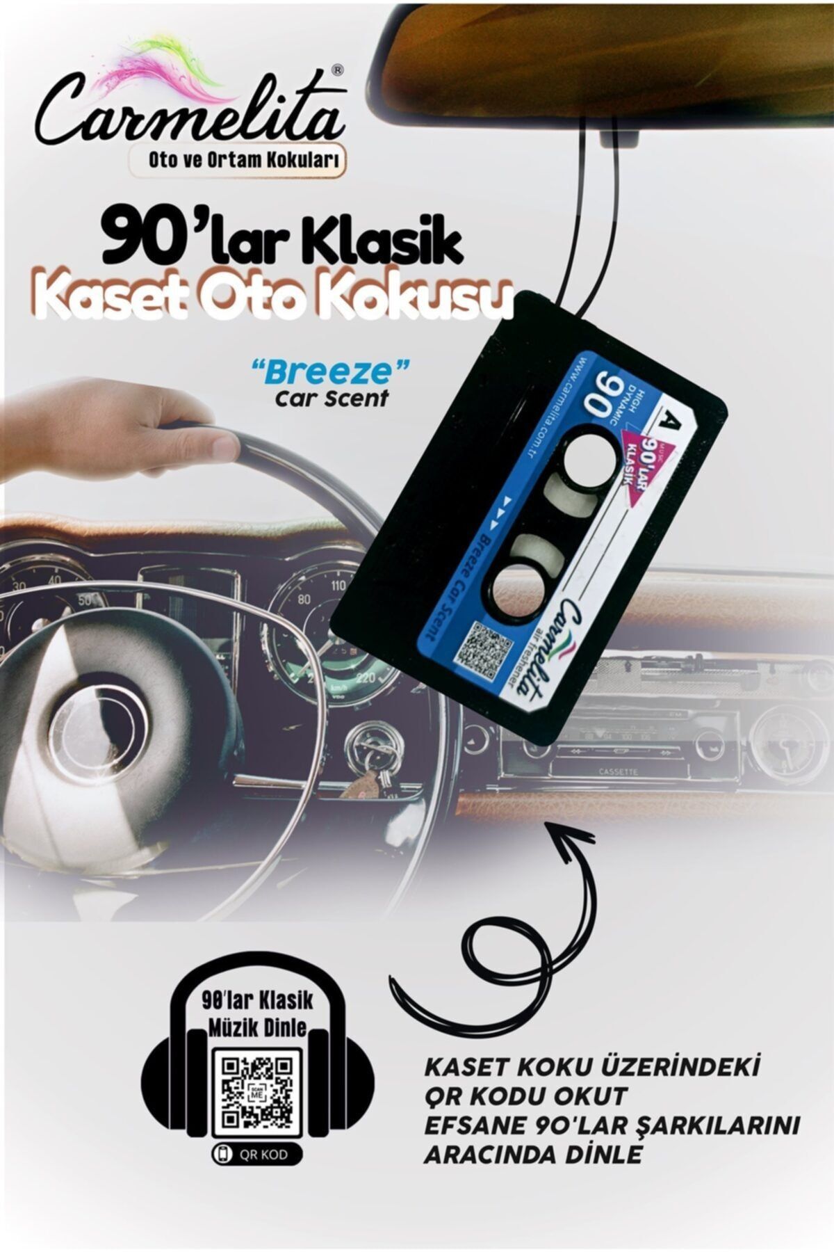 CARMELİTA 90 Lar Klasik Kaset Oto Kokusu (mavi)
