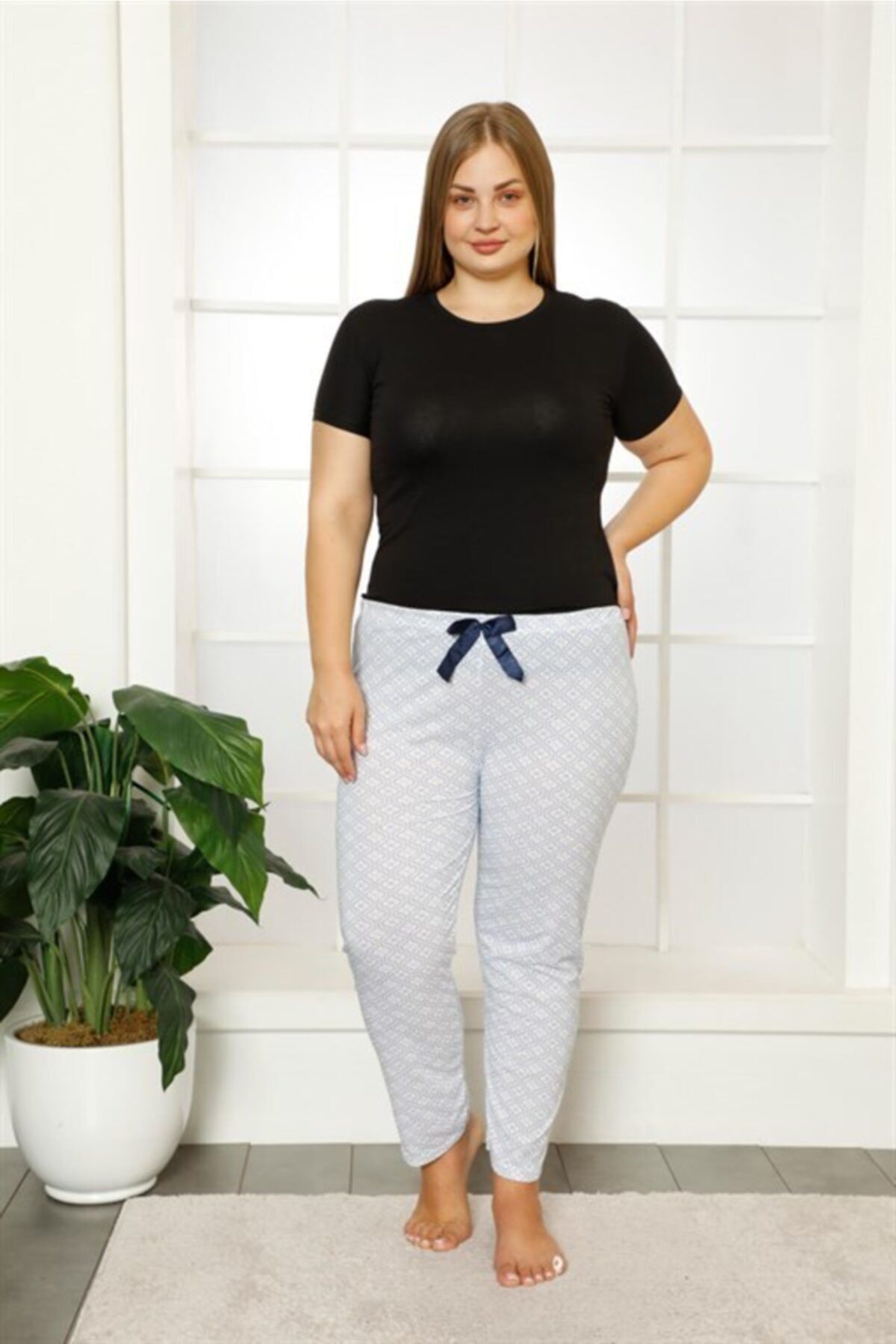 moto angela Büyük Beden Kadın Pijama Tek Alt Soft Ev Giyim Mirela71