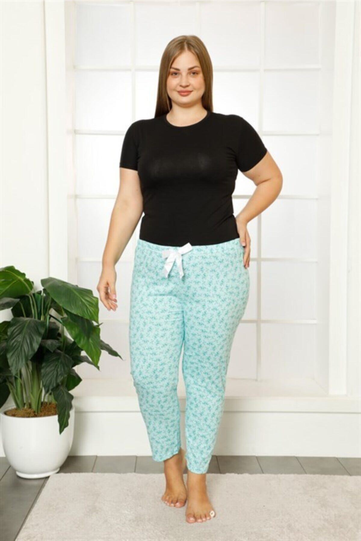 moto angela Büyük Beden Kadın Pijama Tek Alt Soft Ev Giyim Mirela78