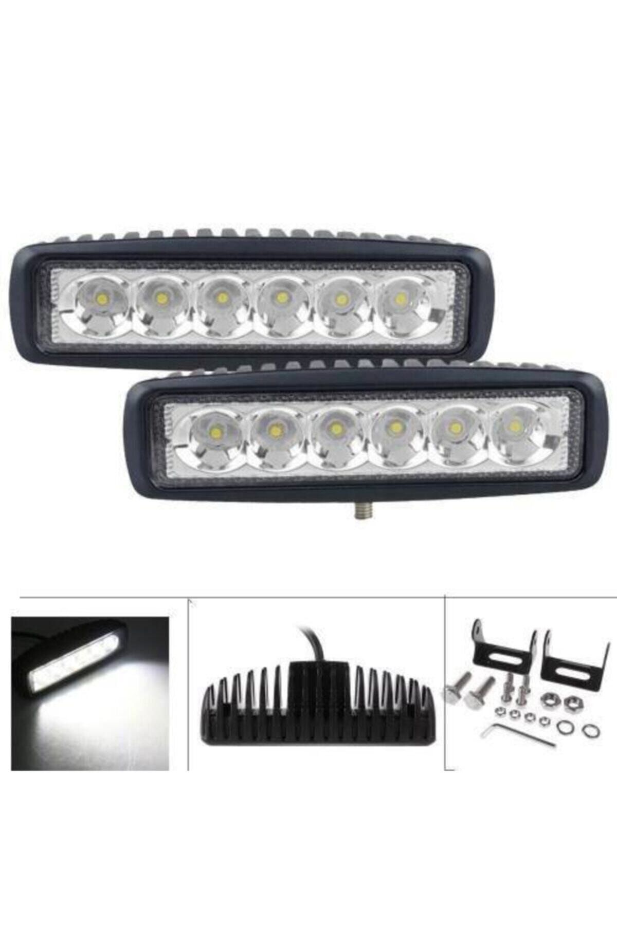 Carub 6 Ledli 18w Metal Kasalı Off Road Gündüz Farı Sis Farı Lambası 1 Adet Aynı Gün Kargo
