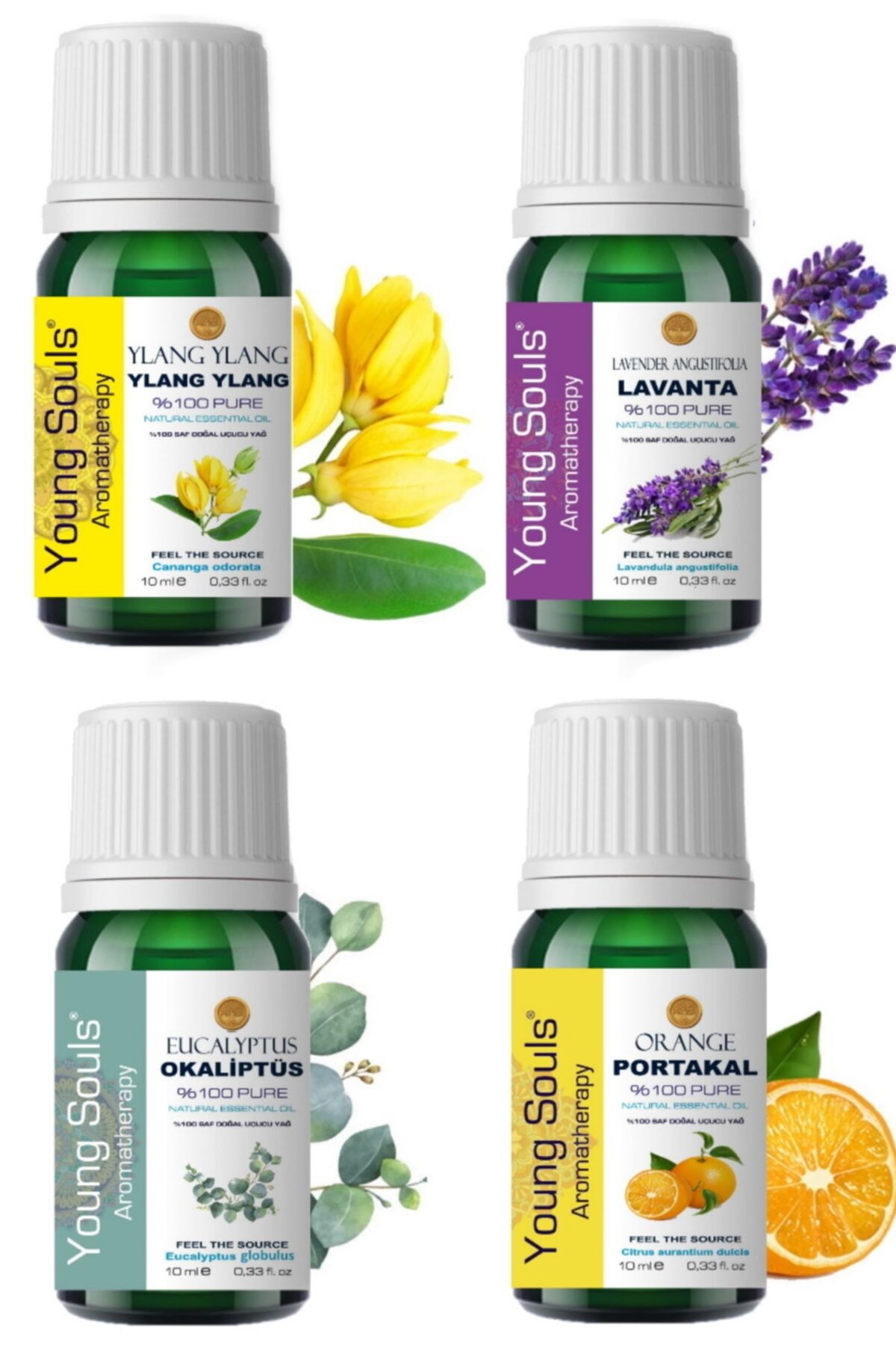 YOUNG SOULS Aromaterapi Gaia Advantage Set / Ylang Ylang, Lavanta, Okaliptüs , Tatlı Portakal