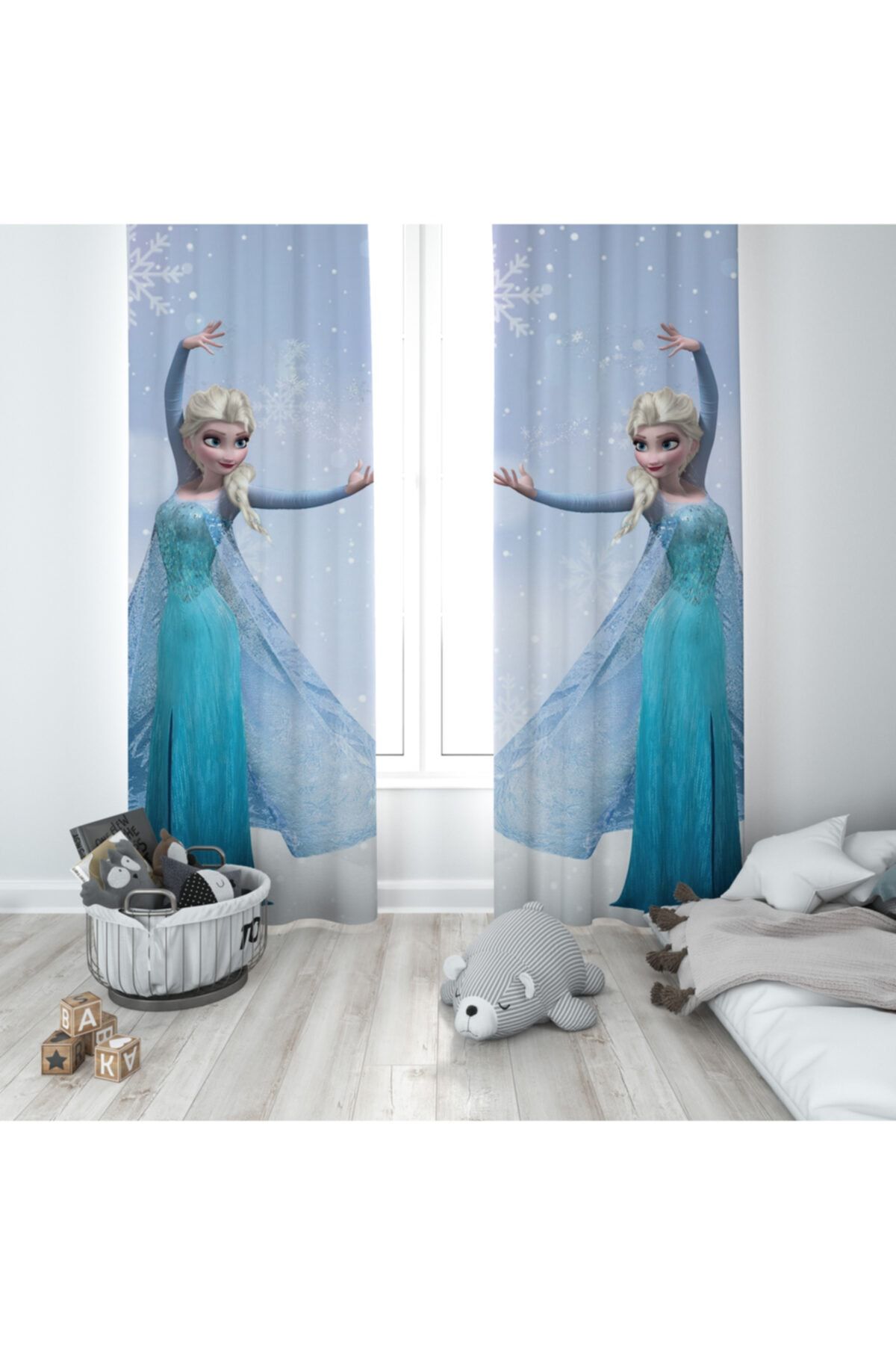 adenKA Elsa Desen Dekoratif Fon Perde