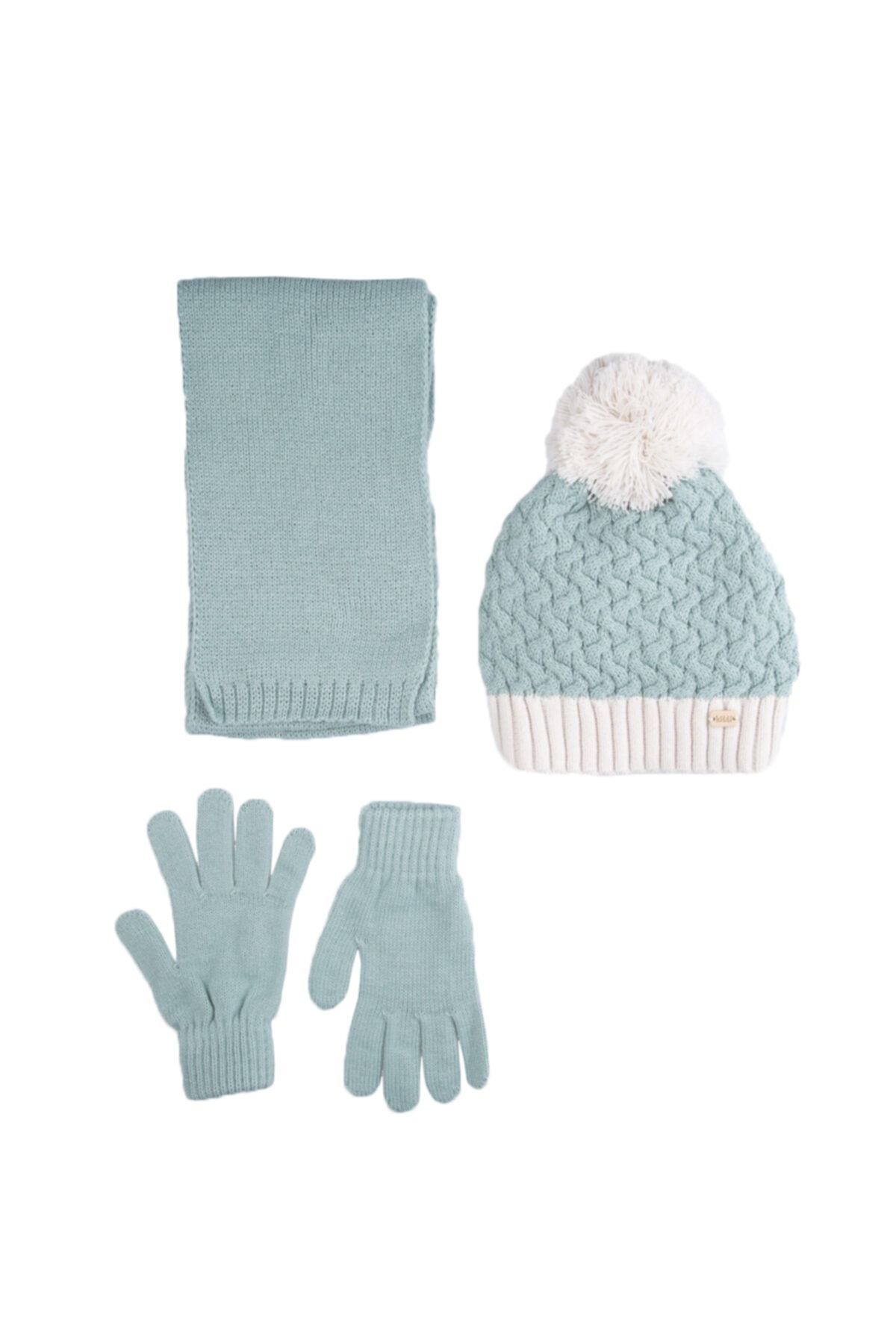 Kitti 9-15 Yaş Genç 3lü Atkı Bere Eldiven Set, Içi Tüylenmeyen Polarlı
